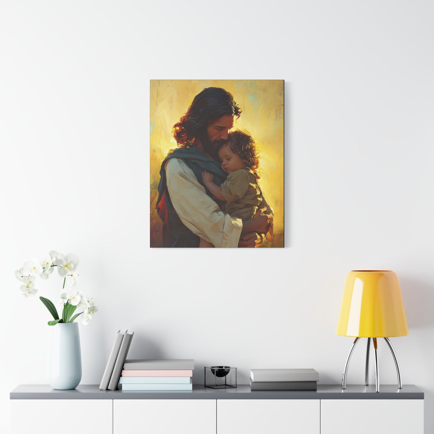 Divine Protector of the Innocent - Christ and Child - Museum Wrapped Canvas - Print - Religious Art for your Home - Christian art print