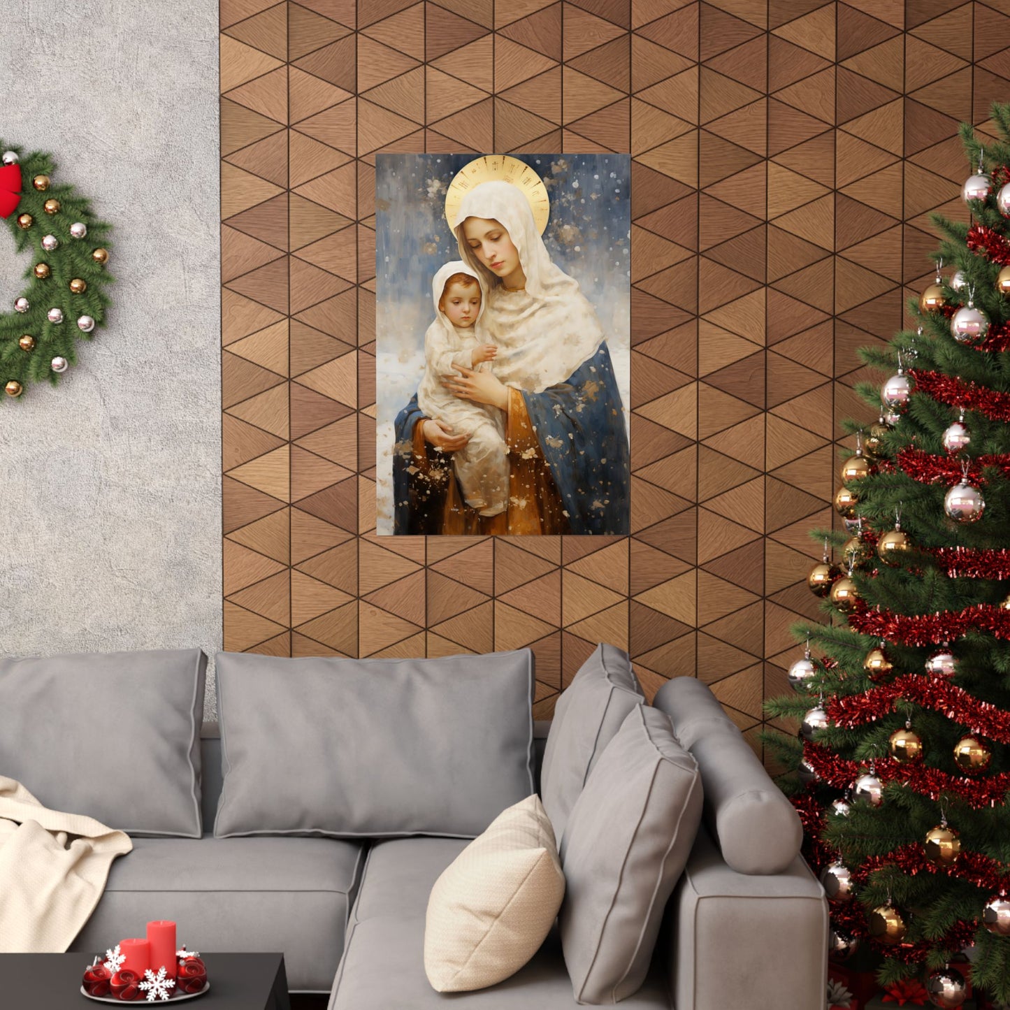 Winter's Grace : Our Lady of the Snows Print - Sanctified Souls Print - Multiple Sizes - Premium Matte Vertical Posters