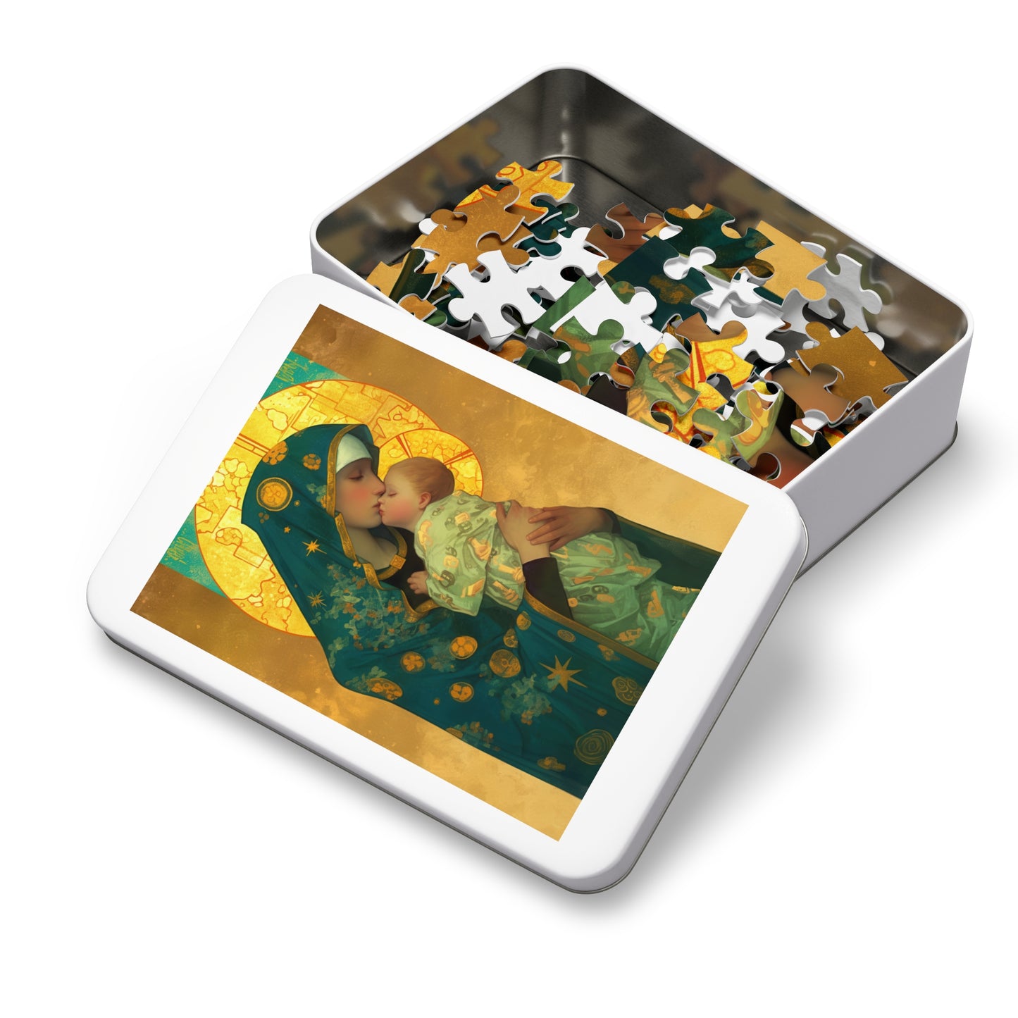 Peaceful Refuge - Mary and the Christ Child - Puzzle and Keepsake Tin - Religious (30, 110, 252, 500,1000) - Catholic Families