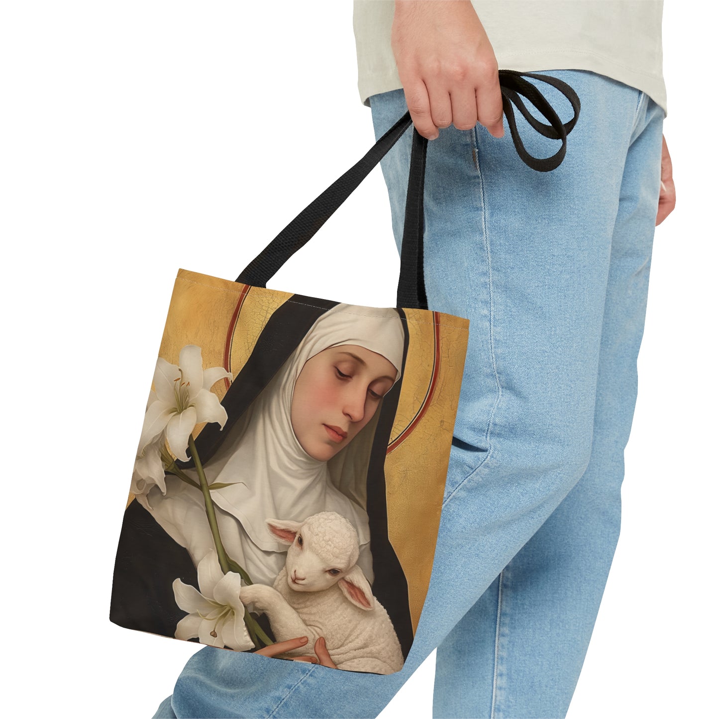 Saint Agnes of Montepulciano Tote Bag - Large Medium Small Faith Art Bag - Catholic Faith Purse - Religious Carry All Reusable Tote Bag