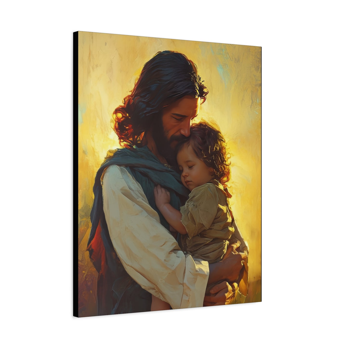 Divine Protector of the Innocent - Christ and Child - Museum Wrapped Canvas - Print - Religious Art for your Home - Christian art print
