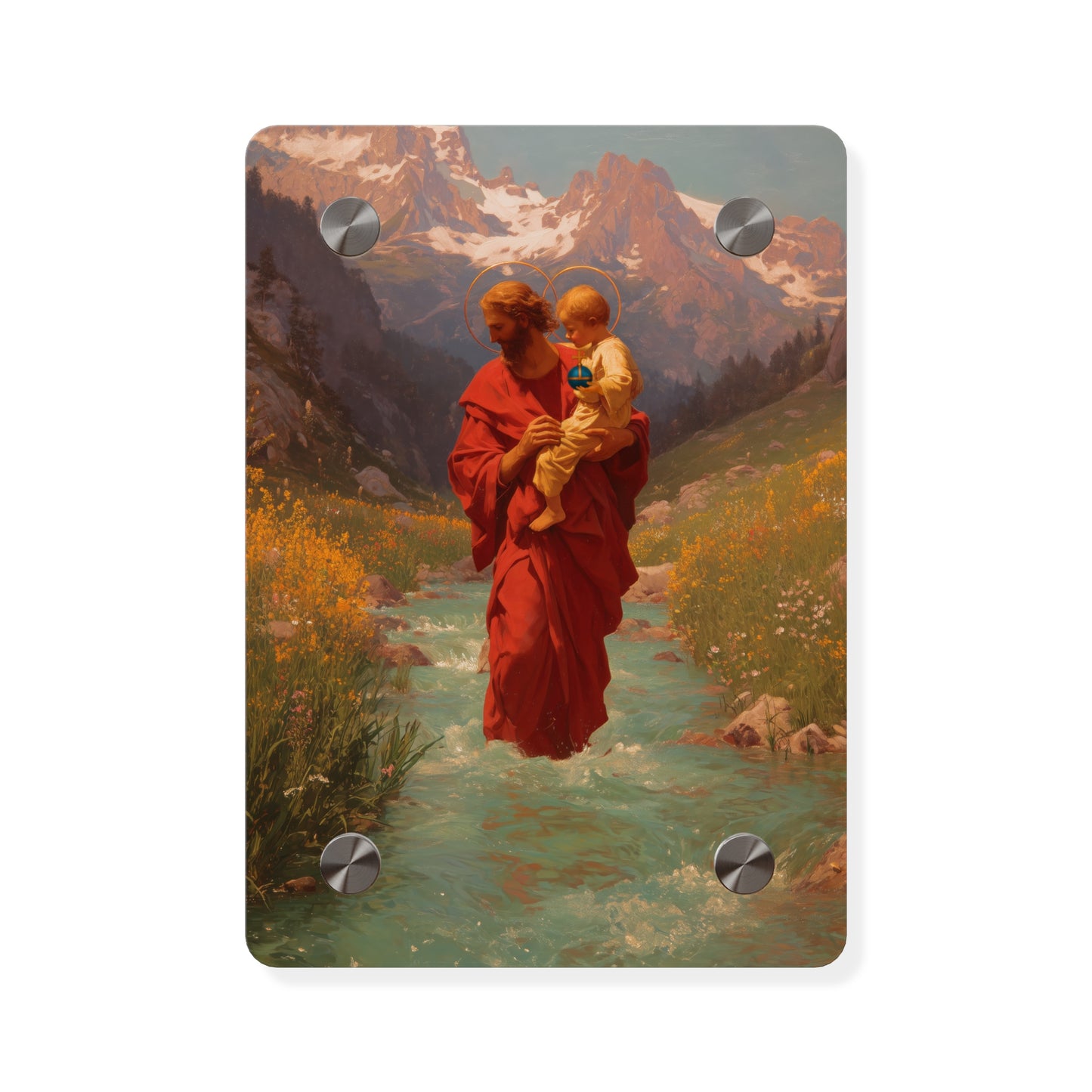 Saint Christopher Wall Art Panel - Ready to Hang Acrylic Print - Catholic Saint Art - Patron Saint Print - No Frame needed
