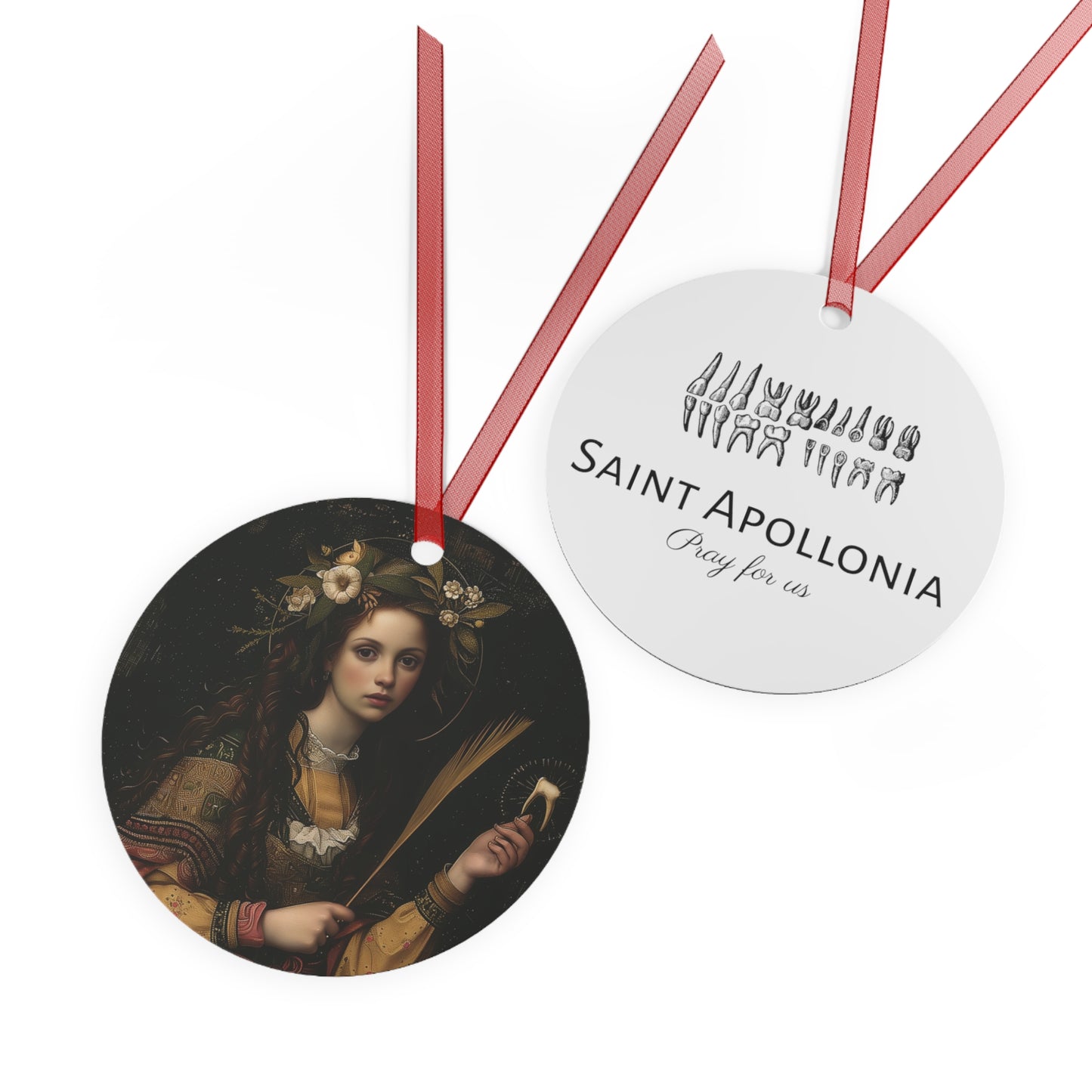 Saint Apollonia Metal Ornament - Religious Holiday Christmas Ornament and Keepsake - Catholic Religious Keepsake