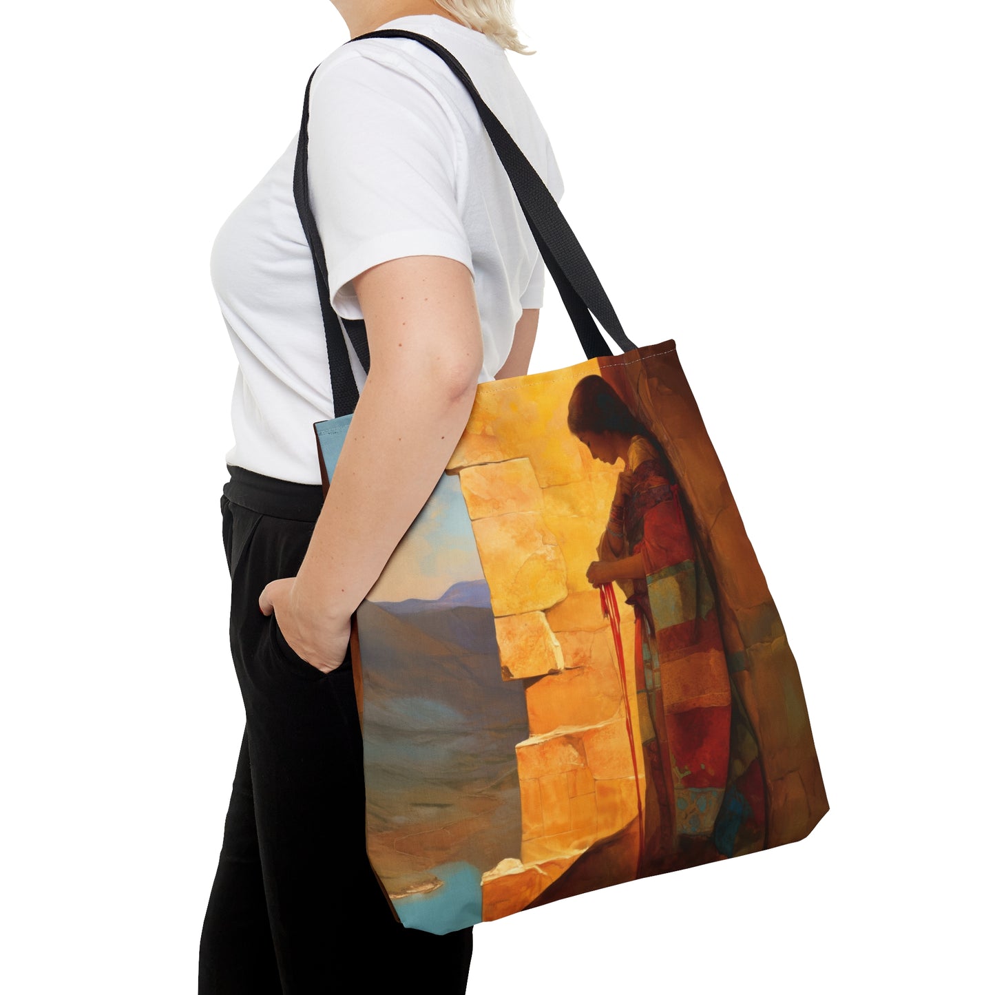A Thread Through the Line of Christ - Rahab - Tote Bag - Large Medium Small Faith Art Bag - Catholic Faith Purse - Double Sided