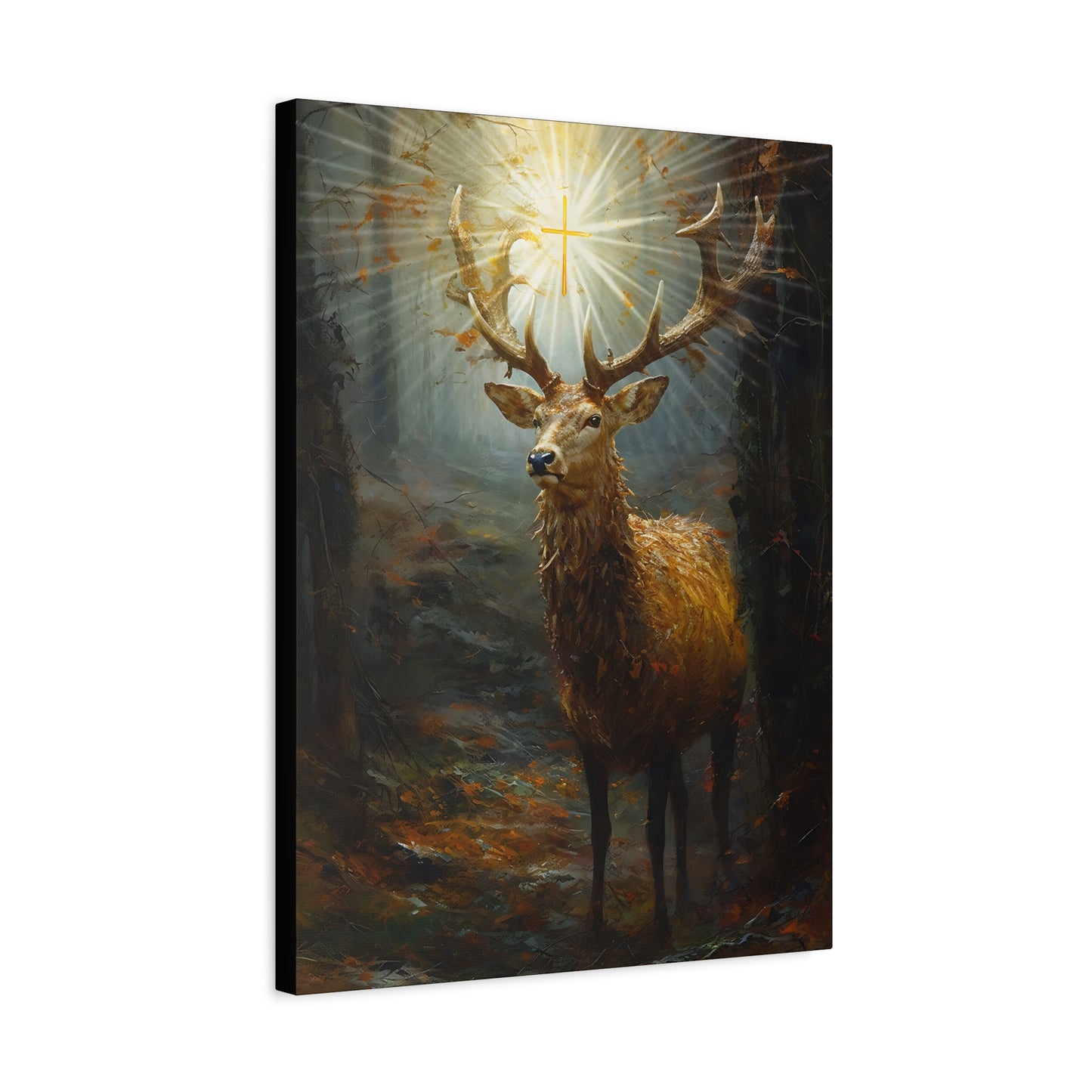 The Stag of Saint Hubert / Saint Hubertus Stag - Museum Wrapped Canvas - Sanctified Souls Print - Religious Art for your Home