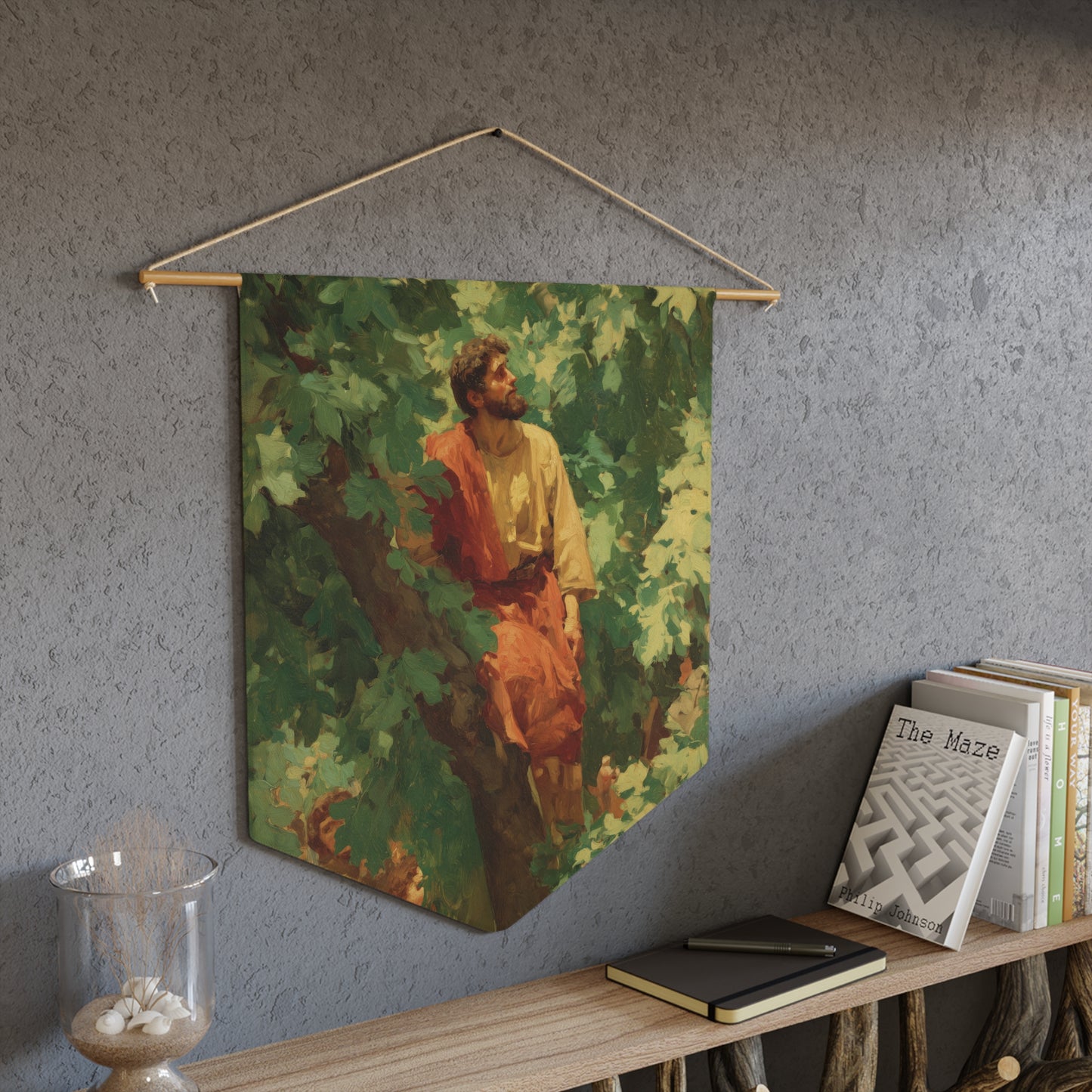 Zacchaeus - Wall Banner / Wall Hanging - Christian Art - Prayer room - 18" x 21"