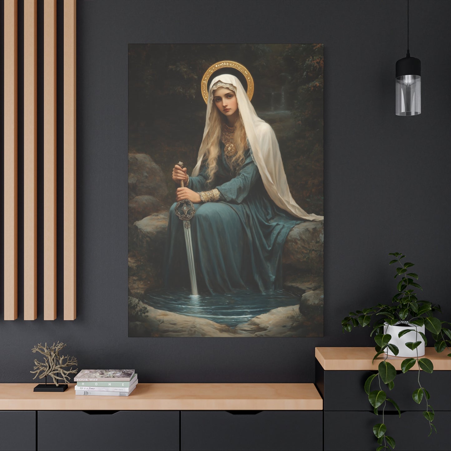 Saint Winifred - Museum Wrapped Canvas - Print - Religious Art for your Home - Christian print - Prayer Room Art - Catholic