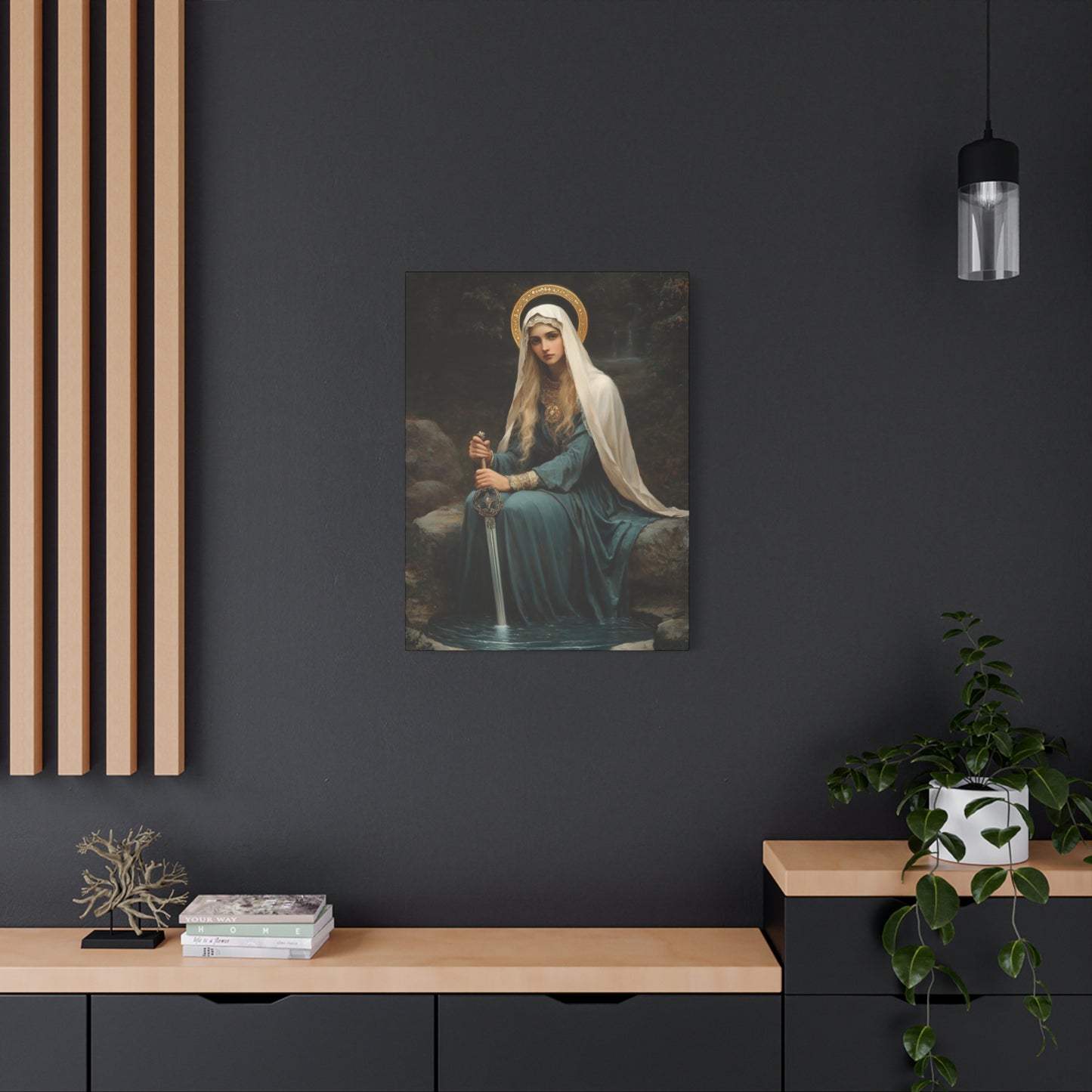 Saint Winifred - Museum Wrapped Canvas - Print - Religious Art for your Home - Christian print - Prayer Room Art - Catholic