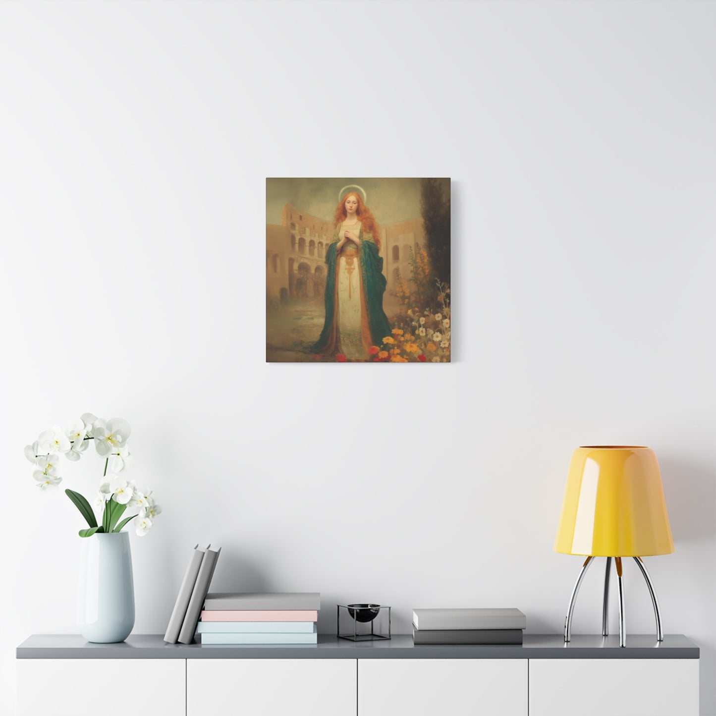 Saint Justina - Multiple Sizes - Catholic Home art - Museum Wrapped Canvas - Sanctified Souls Print - Catholic Martyr Art