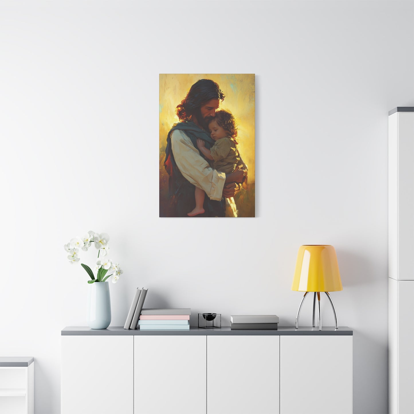 Divine Protector of the Innocent - Christ and Child - Museum Wrapped Canvas - Print - Religious Art for your Home - Christian art print
