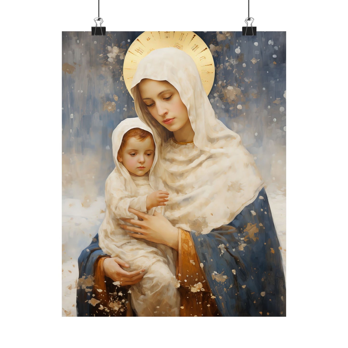 Winter's Grace : Our Lady of the Snows Print - Sanctified Souls Print - Multiple Sizes - Premium Matte Vertical Posters