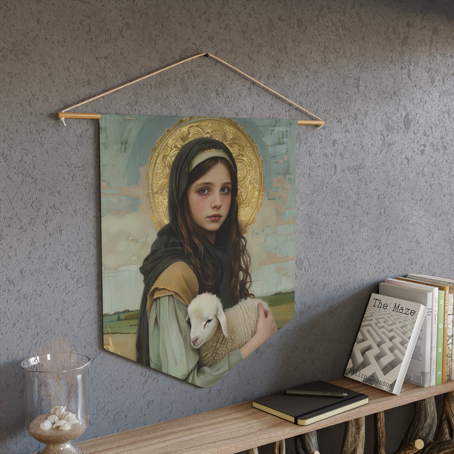 Saint Belina Wall Banner / Wall Hanging / Pennant - Religious Wall Tapestry for Prayer room or Home - Catholic Art - 18" x 21"
