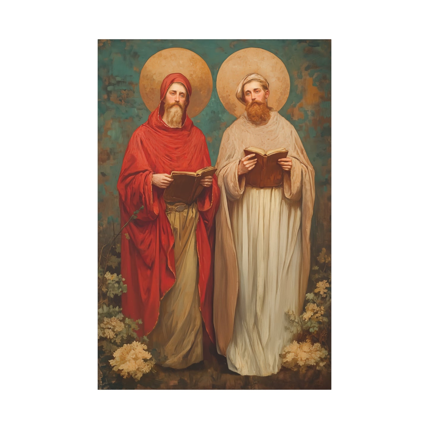 Saints Cosmas and Damian - Multiple Sizes - Catholic Home art - Museum Wrapped Canvas - Sanctified Souls Print - Catholic Martyr Art