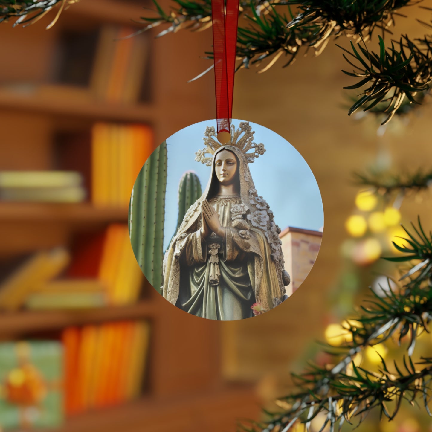 Our Lady of Guadalupe Metal Ornament - Religious Holiday Christmas Ornament and Keepsake - Double sided - Prayer Ornament