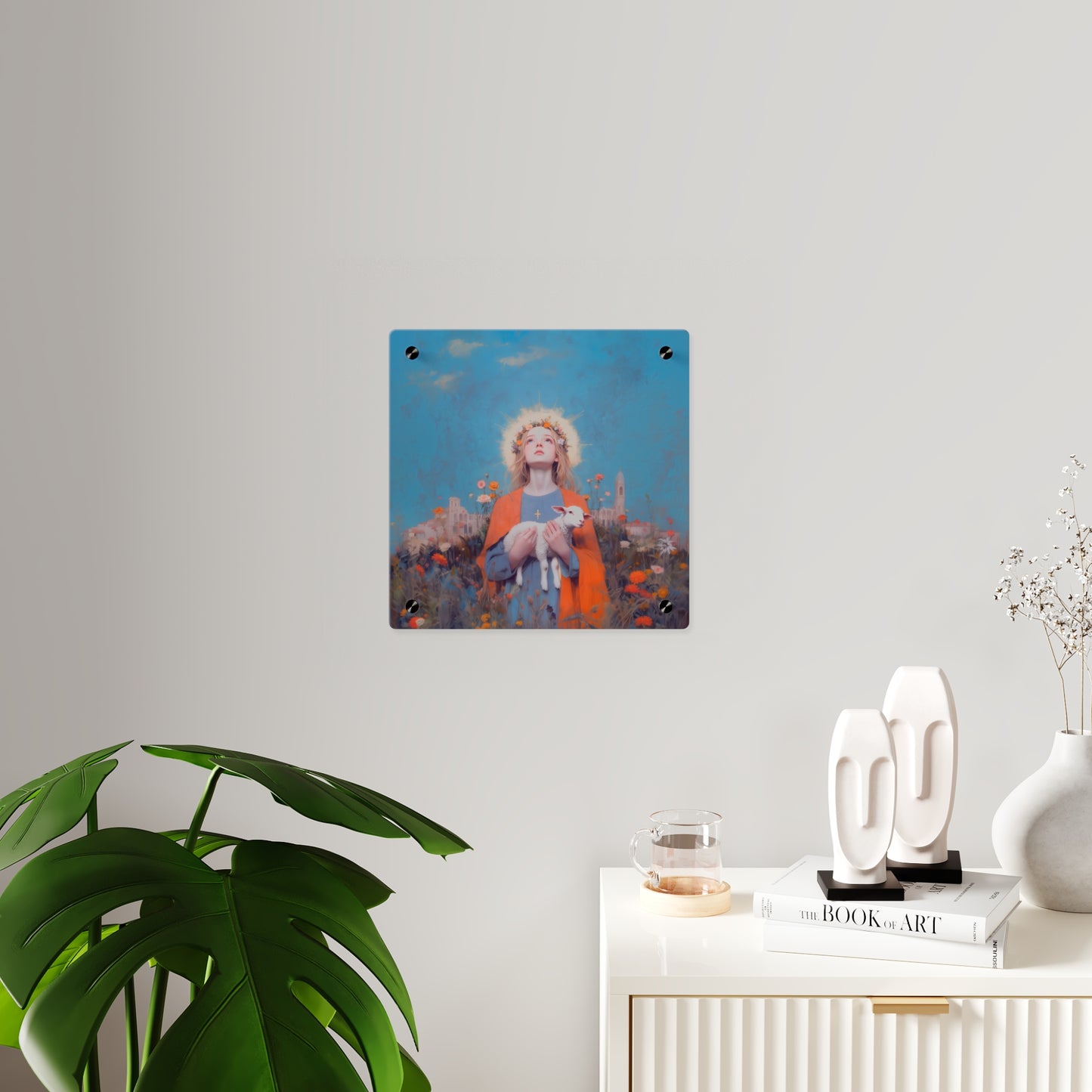 Saint Agnes of Rome Wall Art Panel - Ready to Hang Acrylic Print - Catholic Saint Art - Patron Saint Print - No Frame needed
