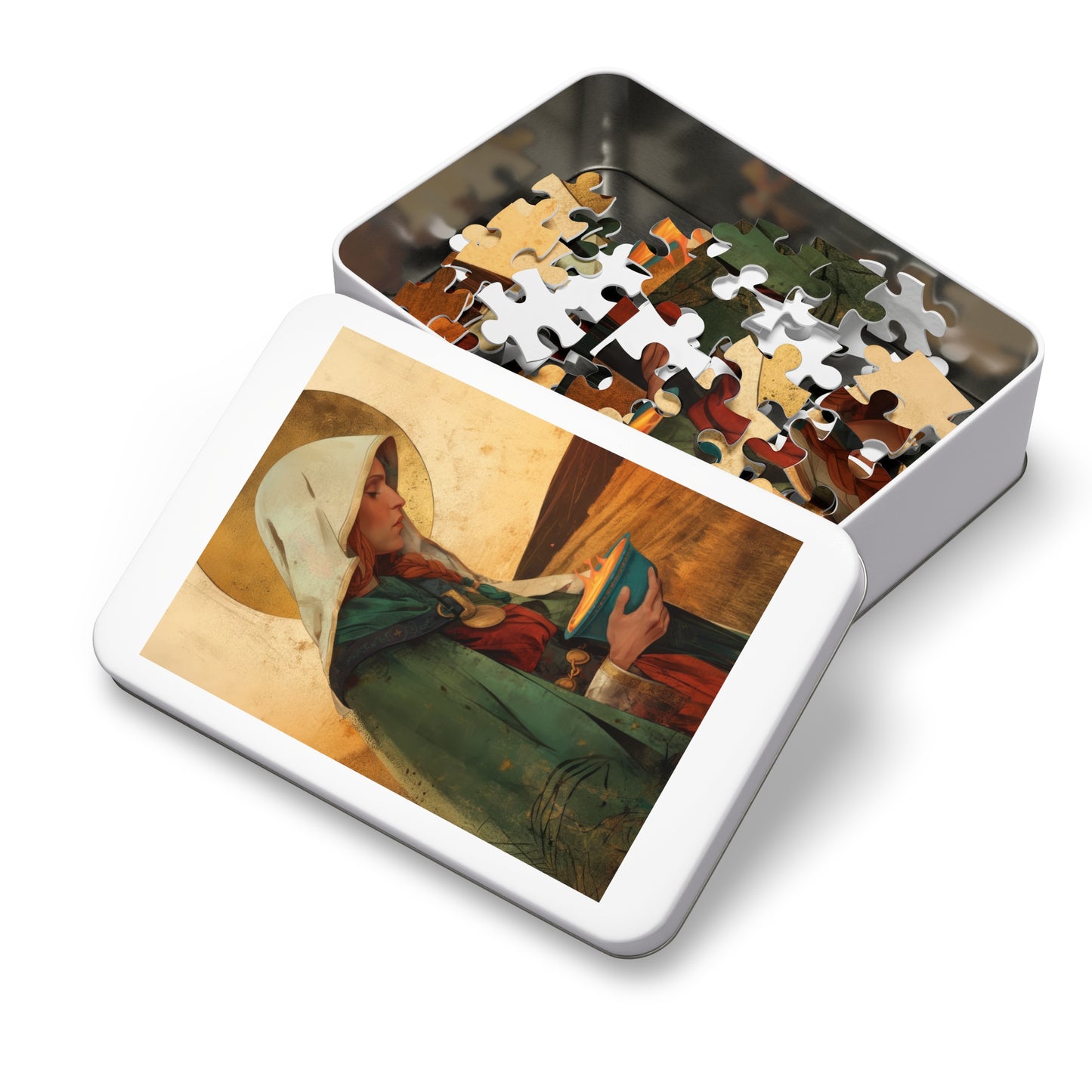 Saint Brigid of Ireland / Kildare - Puzzle and Keepsake Tin - Religious (30, 110, 252, 500,1000) - Religious Puzzle - Gifts for Catholics
