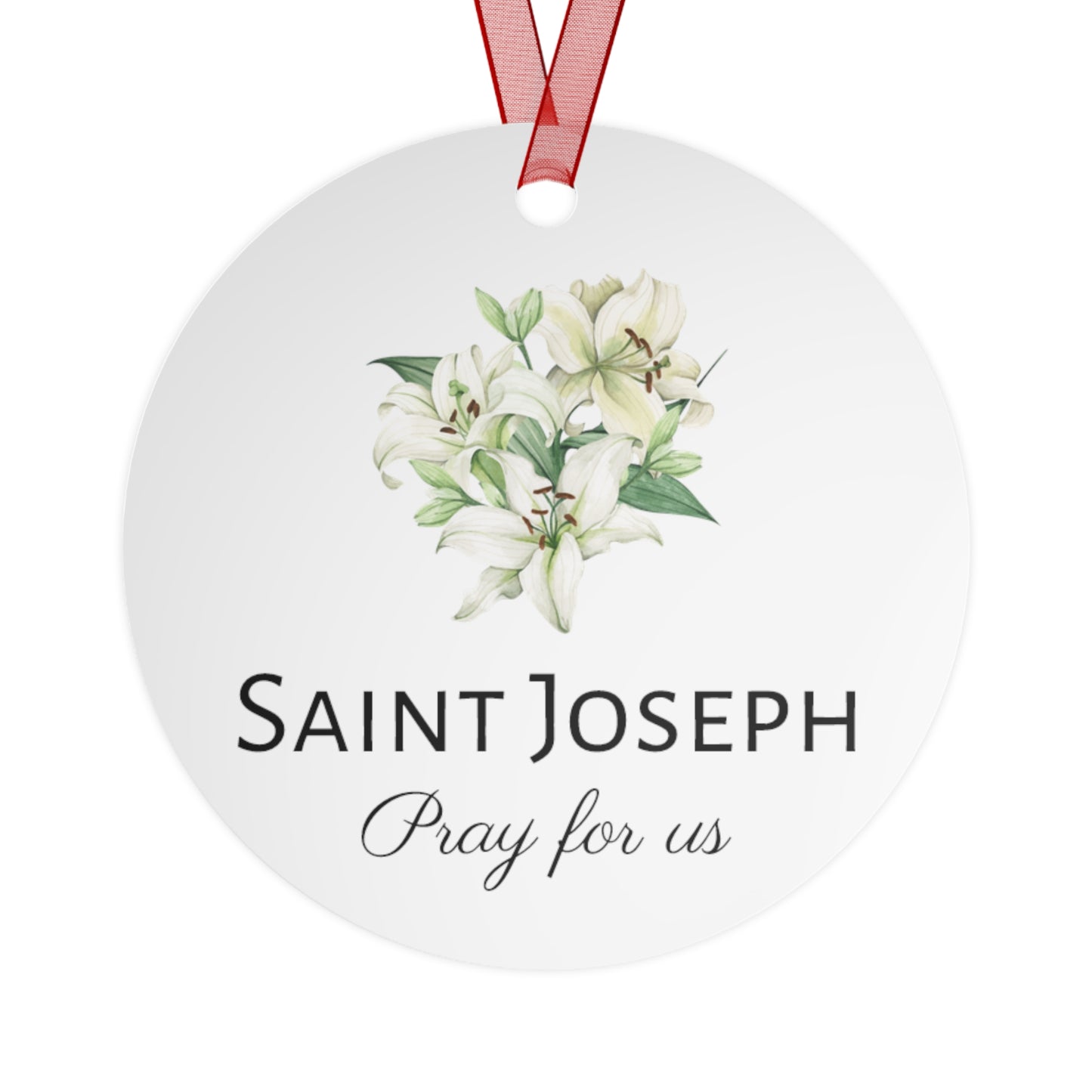 Saint Joseph and the Christ Child Metal Ornament - Religious Holiday Christmas Ornament and Keepsake - Double sided - Prayer Ornament