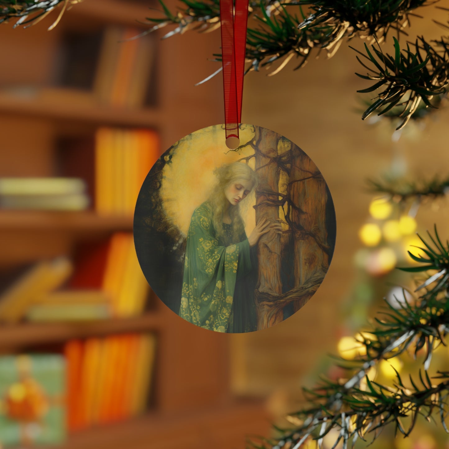 Saint Afra Metal Ornament - Religious Holiday Christmas Ornament and Keepsake - Double sided - Prayer Ornament
