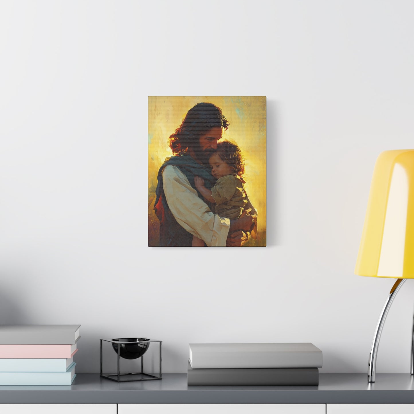 Divine Protector of the Innocent - Christ and Child - Museum Wrapped Canvas - Print - Religious Art for your Home - Christian art print