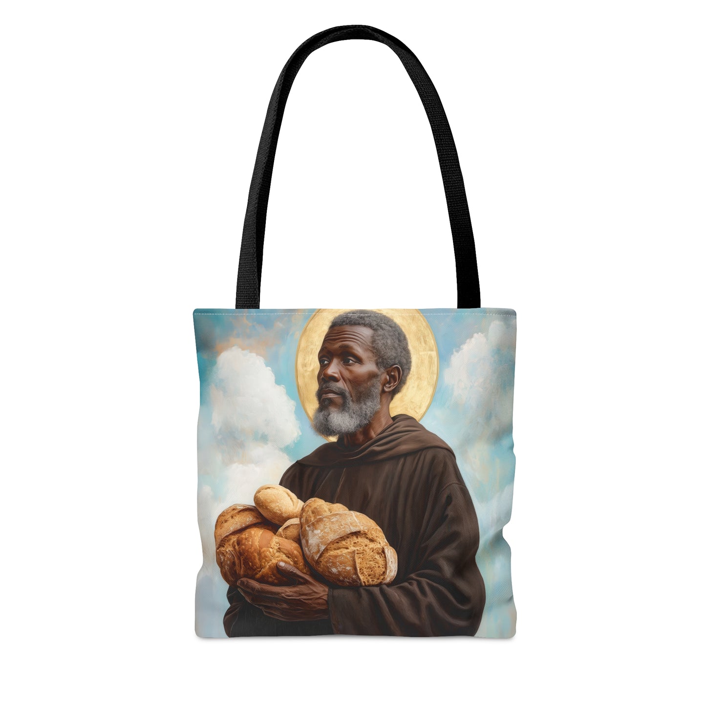 Saint Benedict the Moor Tote Bag - Large Medium Small Faith Art Bag - Catholic Faith Purse - Double Sided - Religious Art - Christ Child