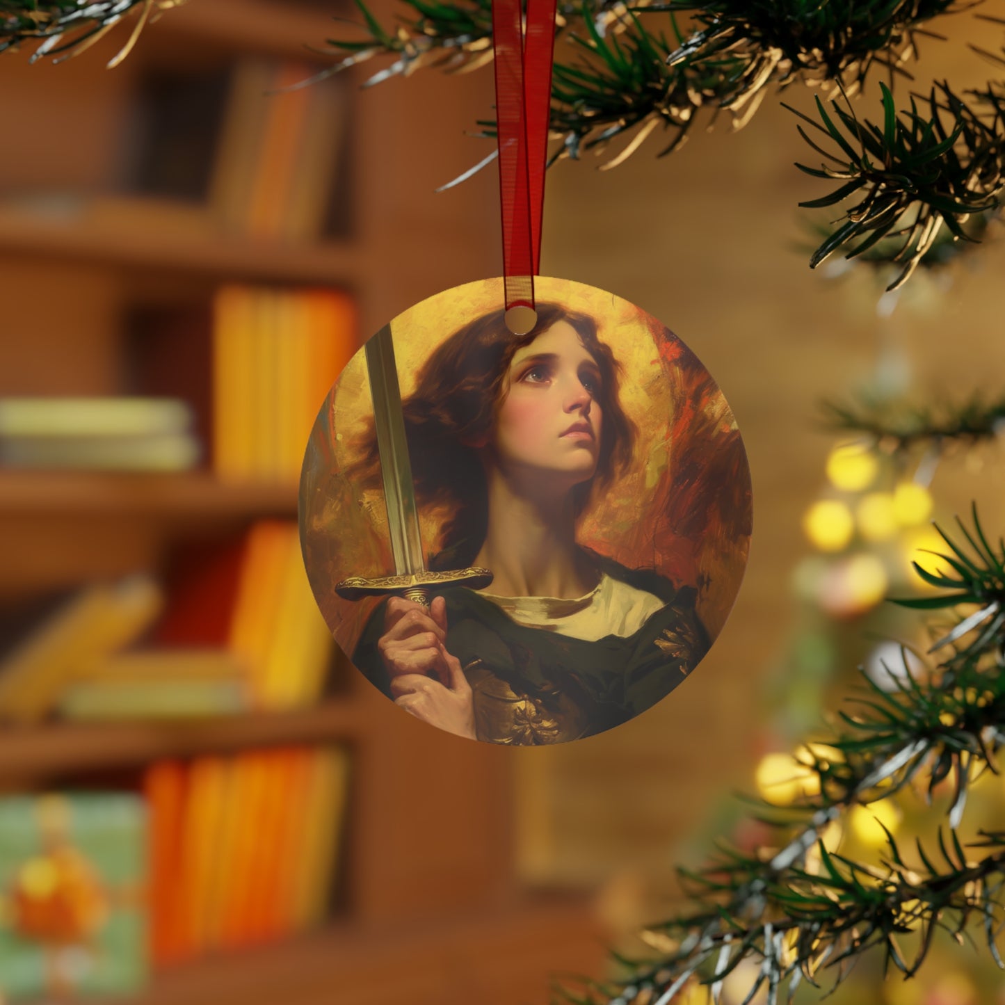 Saint Joan of Arc Portrait Ornament - Religious Holiday Christmas Ornament and Keepsake - Double sided Keepsake Religious Ornament