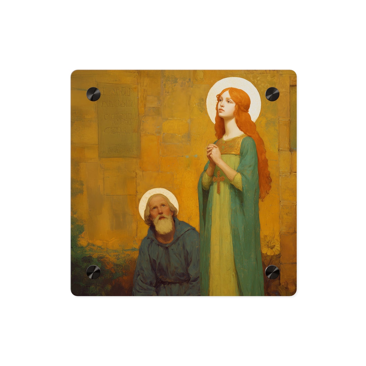 Saints Cyprian and Justina Wall Art Panel - Ready to Hang Acrylic Print - Catholic Saint Art - Patron Saint Print - Martyr Art