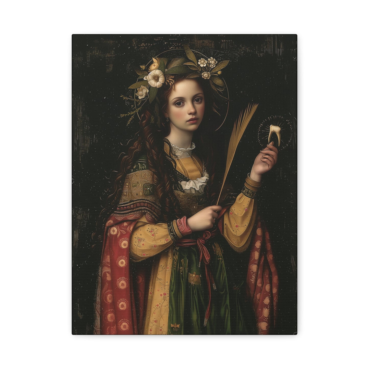 Saint Apollonia - Museum Wrapped Canvas - Print - Religious Art for your Home - Catholic art print - prayer room art