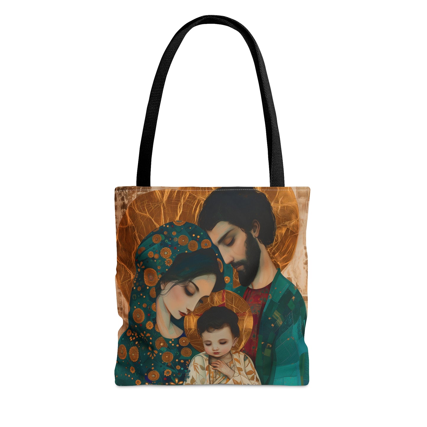 Sacred Love - Mary, Joseph, and the Infant Jesus Tote Bag - Large Medium Small Faith Art Bag - Holy Family Art purse - Double Sided