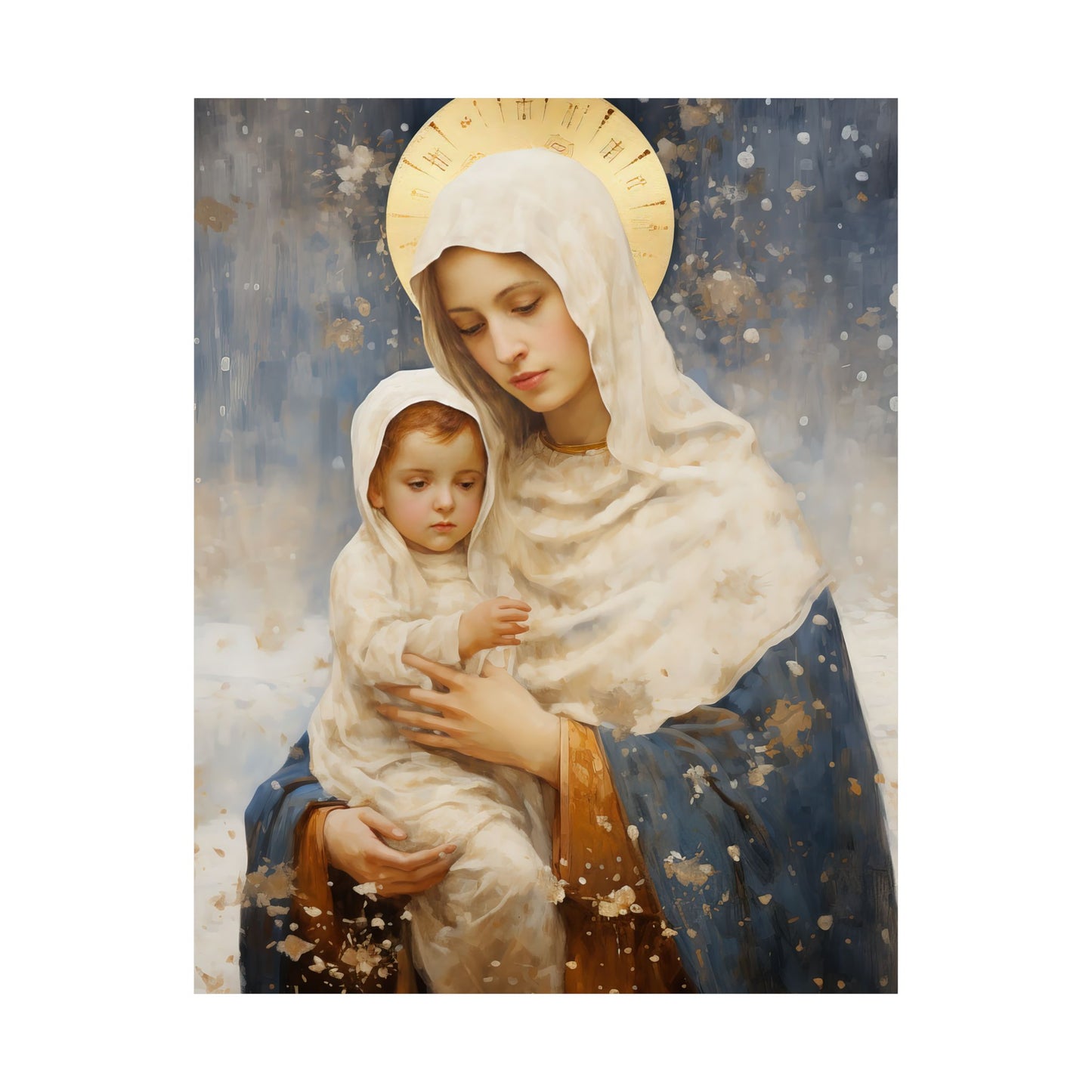 Winter's Grace : Our Lady of the Snows Print - Sanctified Souls Print - Multiple Sizes - Premium Matte Vertical Posters