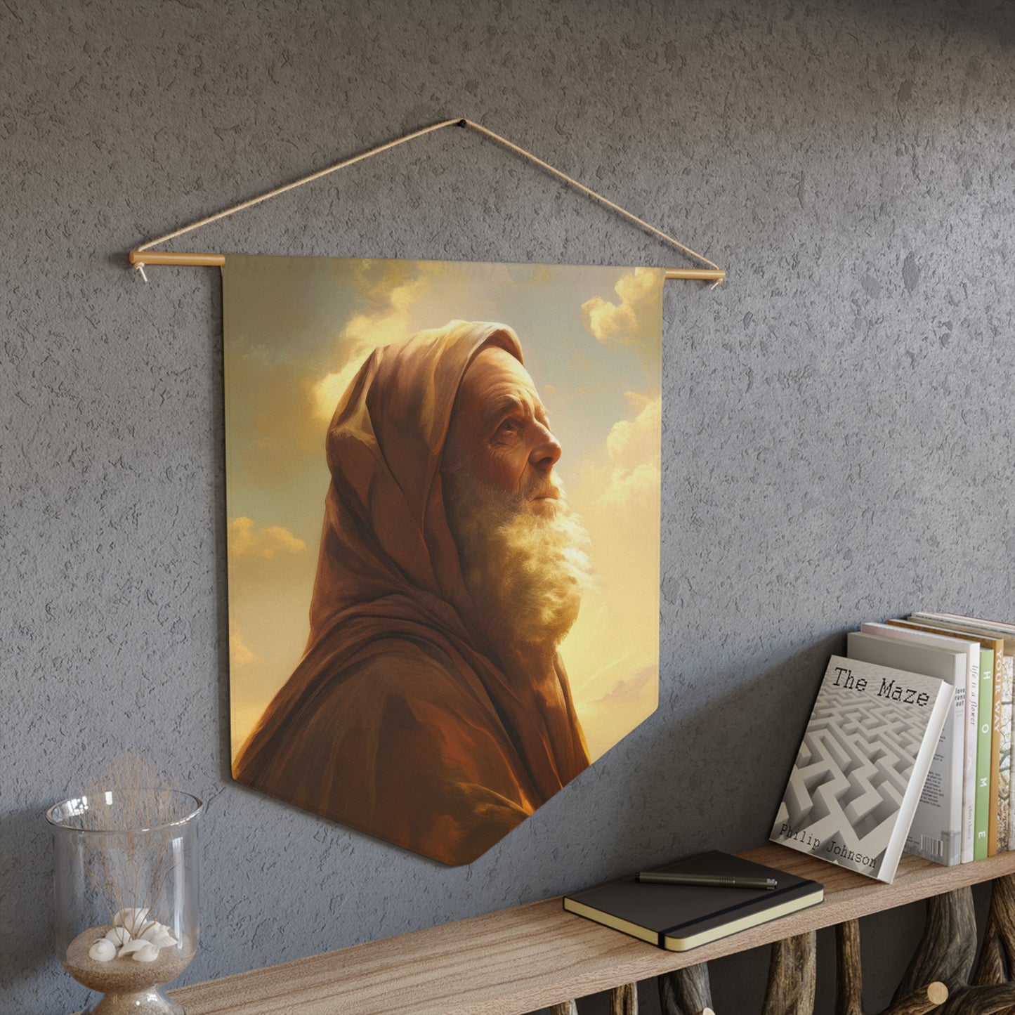 Father Abraham Pennant / Banner / Wall Hanging - Prayer room art - 18" x 21" - Catholic - Large Banner