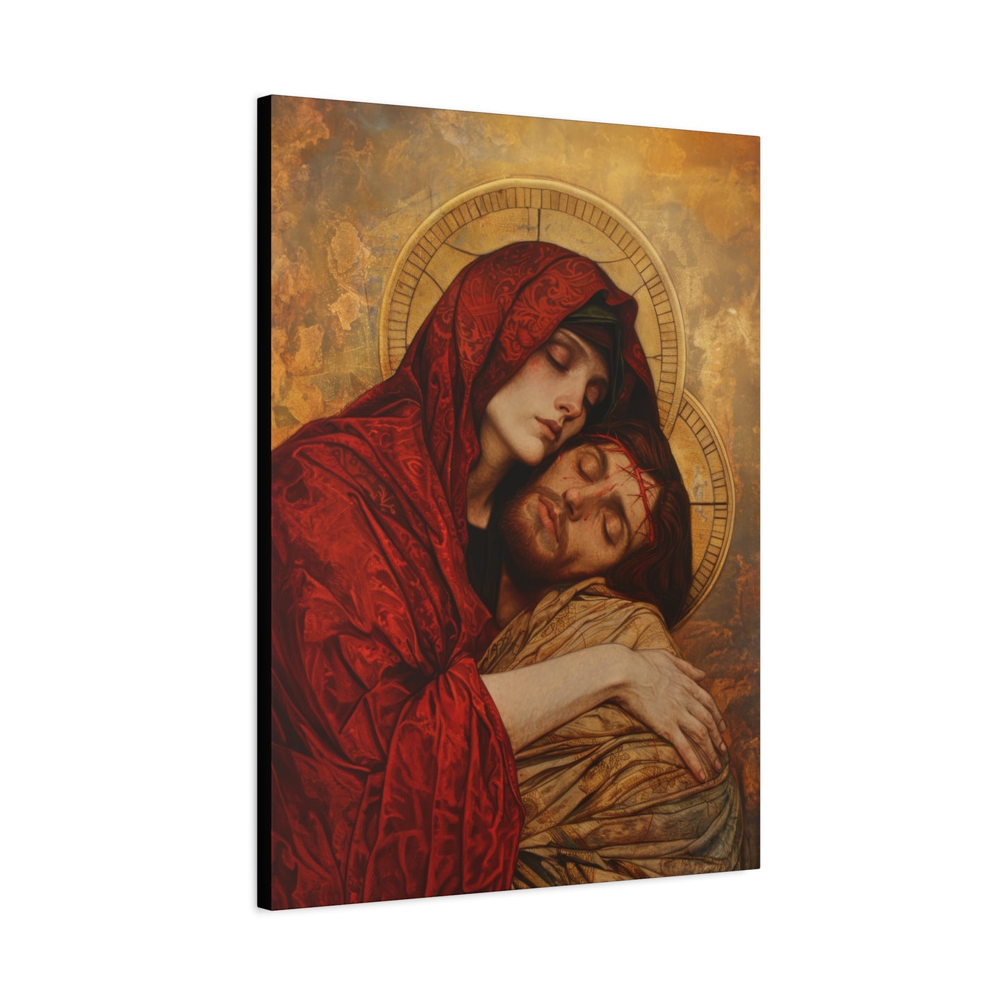 Eternal Sorrow - Mary's Mourning Beneath the Cross - Museum Wrapped Canvas - Print - Religious Art for your Home - Christian print