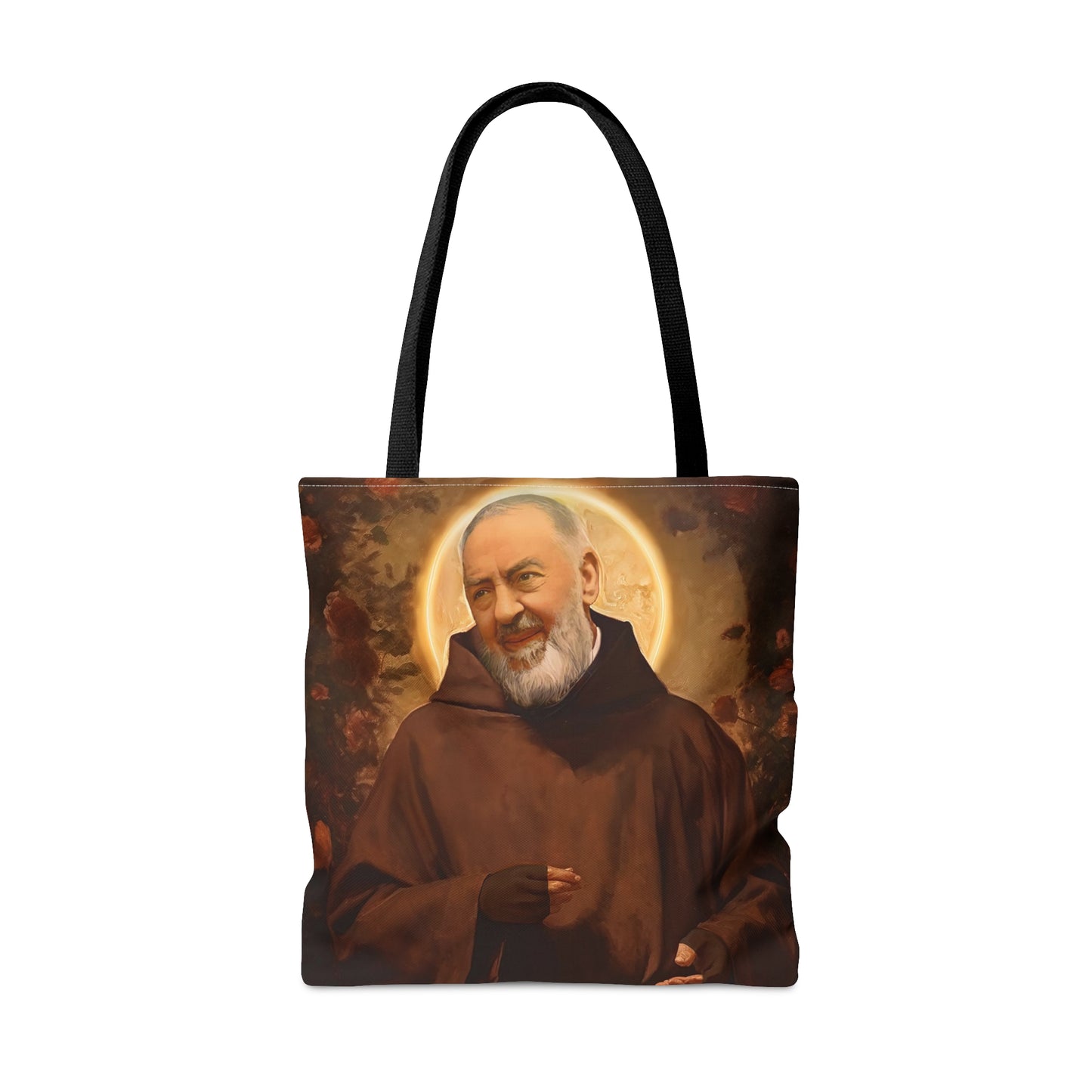 Saint Padre Pio Tote Bag - Large Medium Small Faith Art Bag - Re usable Tote Purse - Double Sided - Catholic Art Bag