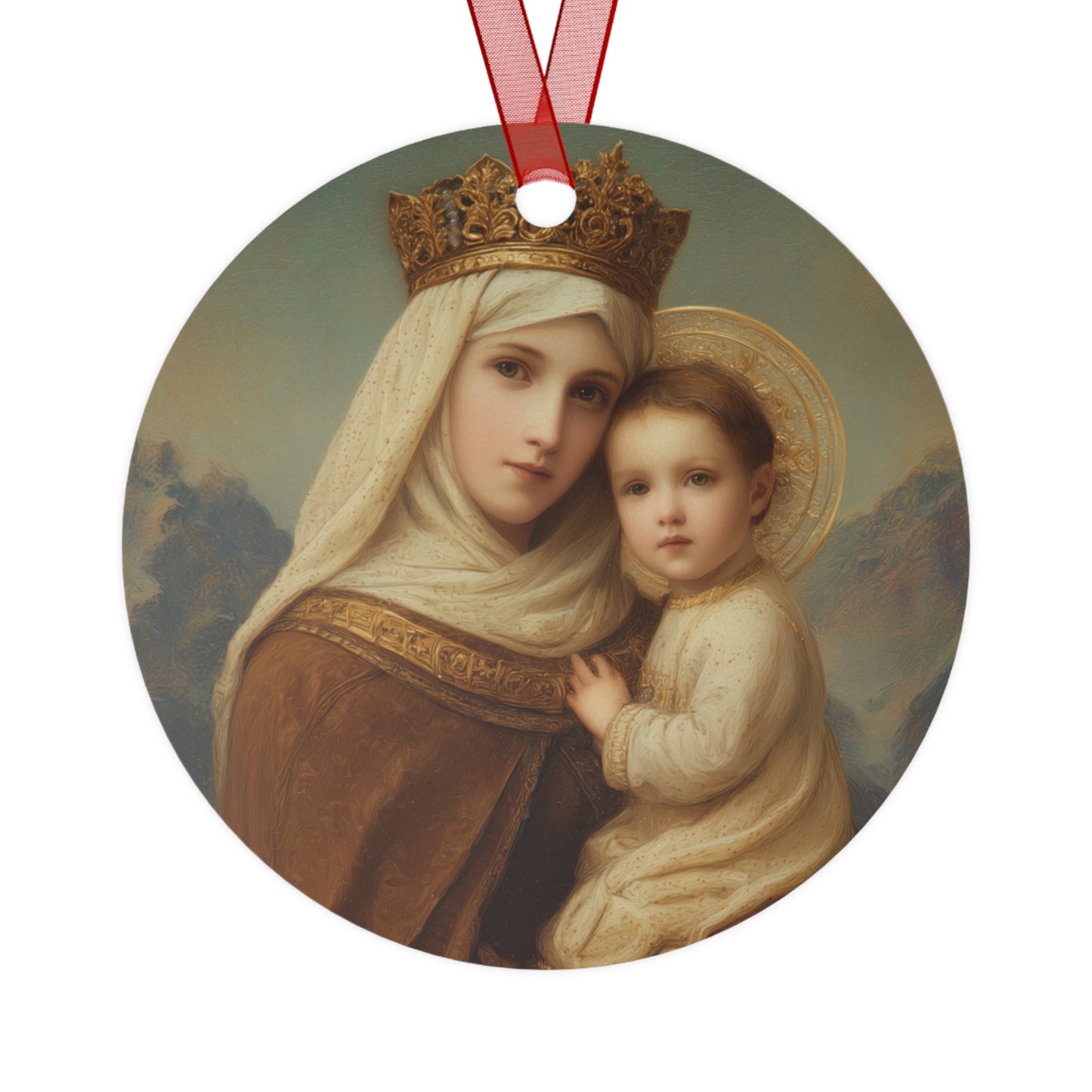 A Cord Between Heaven and Earth - Our Lady of Mount Carmel Ornament - Religious Holiday Christmas Ornament and Keepsake - Double sided