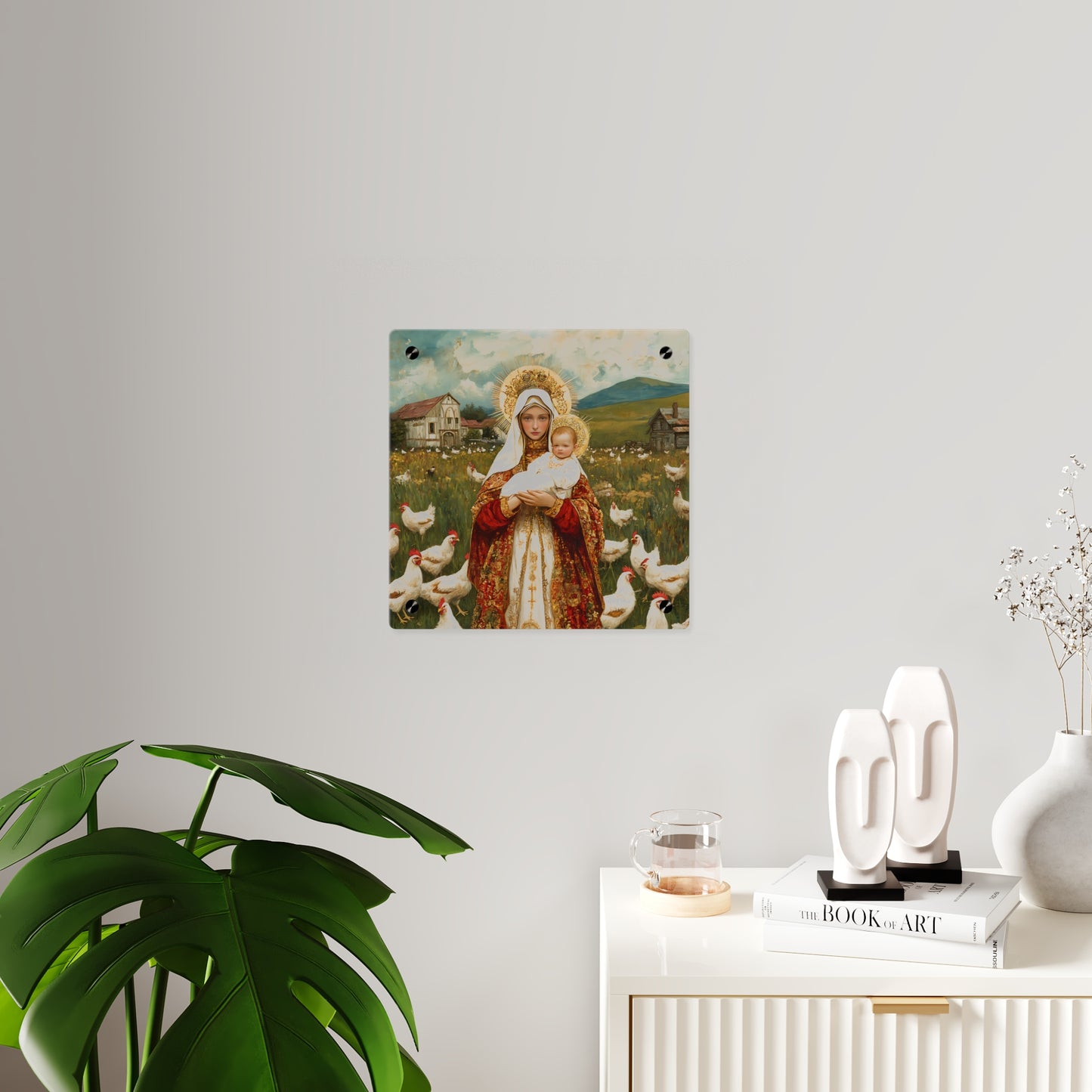 Our Lady of the Hens Acrylic Wall Art Panel - Ready to Hang Acrylic Print - Catholic Saint Art