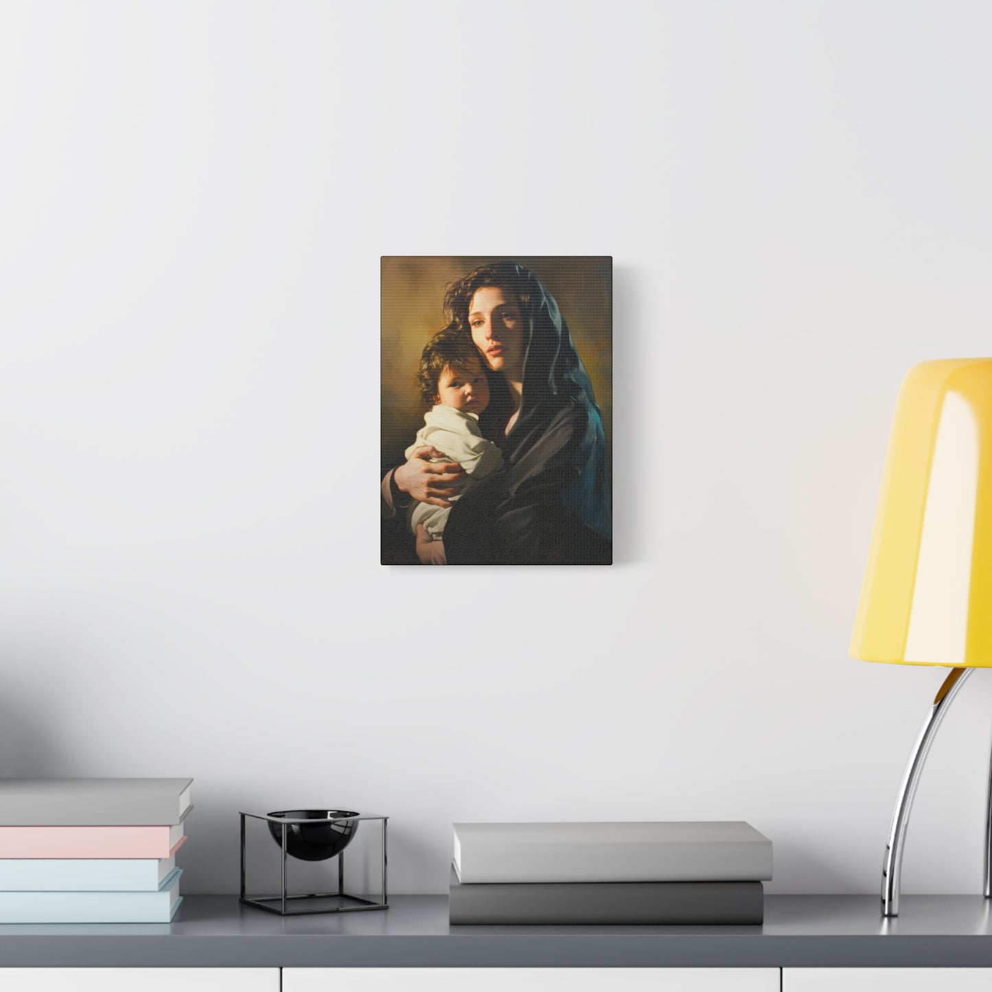 A mother's Gentle Embrace - Mary and The Christ Child - Museum Wrapped Canvas - Print - Religious Art for your Home - Catholic Saint Art