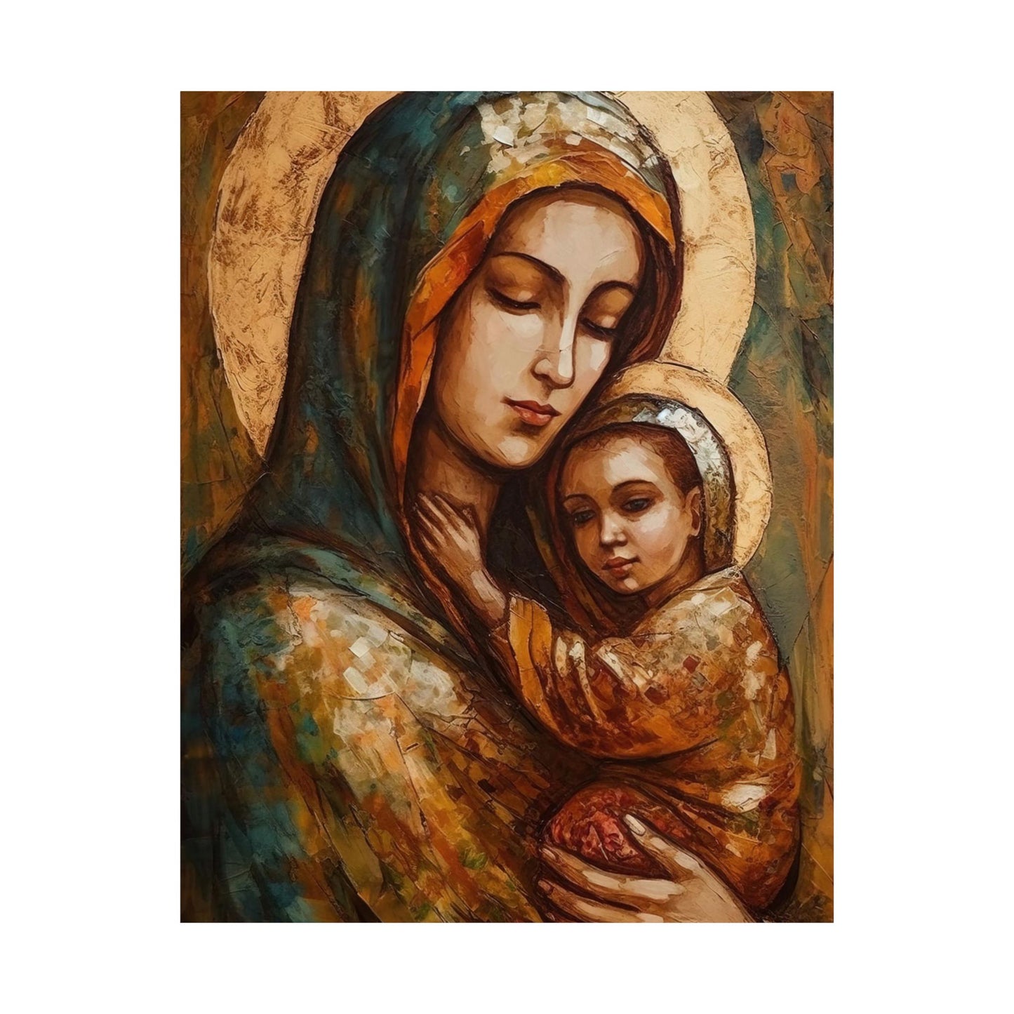 Mother's Blessing - Virgin Mary and the Christ Child - Multiple Sizes - Premium Matte Vertical Posters - Christ Child and Mother Mary