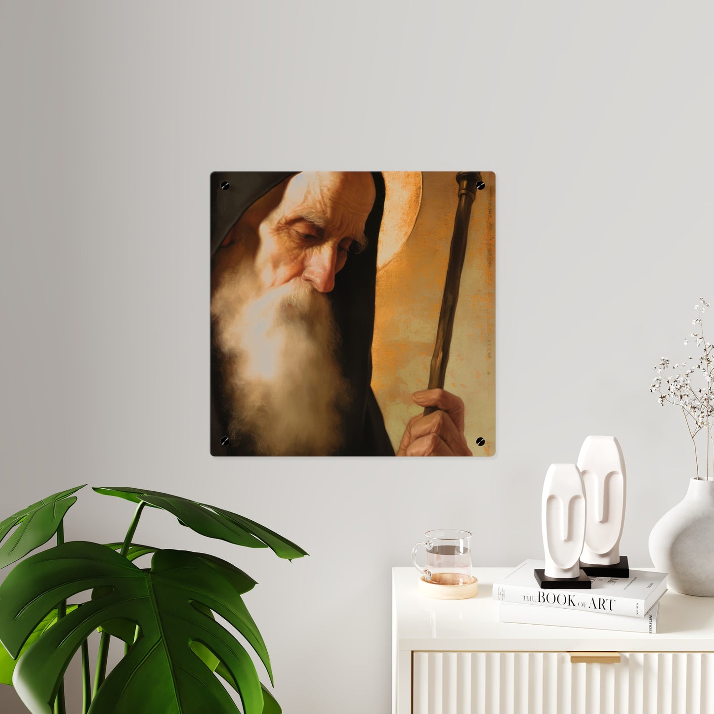 Saint Benedict Wall Art Panel - Ready to Hang Acrylic Print - Catholic Saint Art - Patron Saint Print - No Frame needed