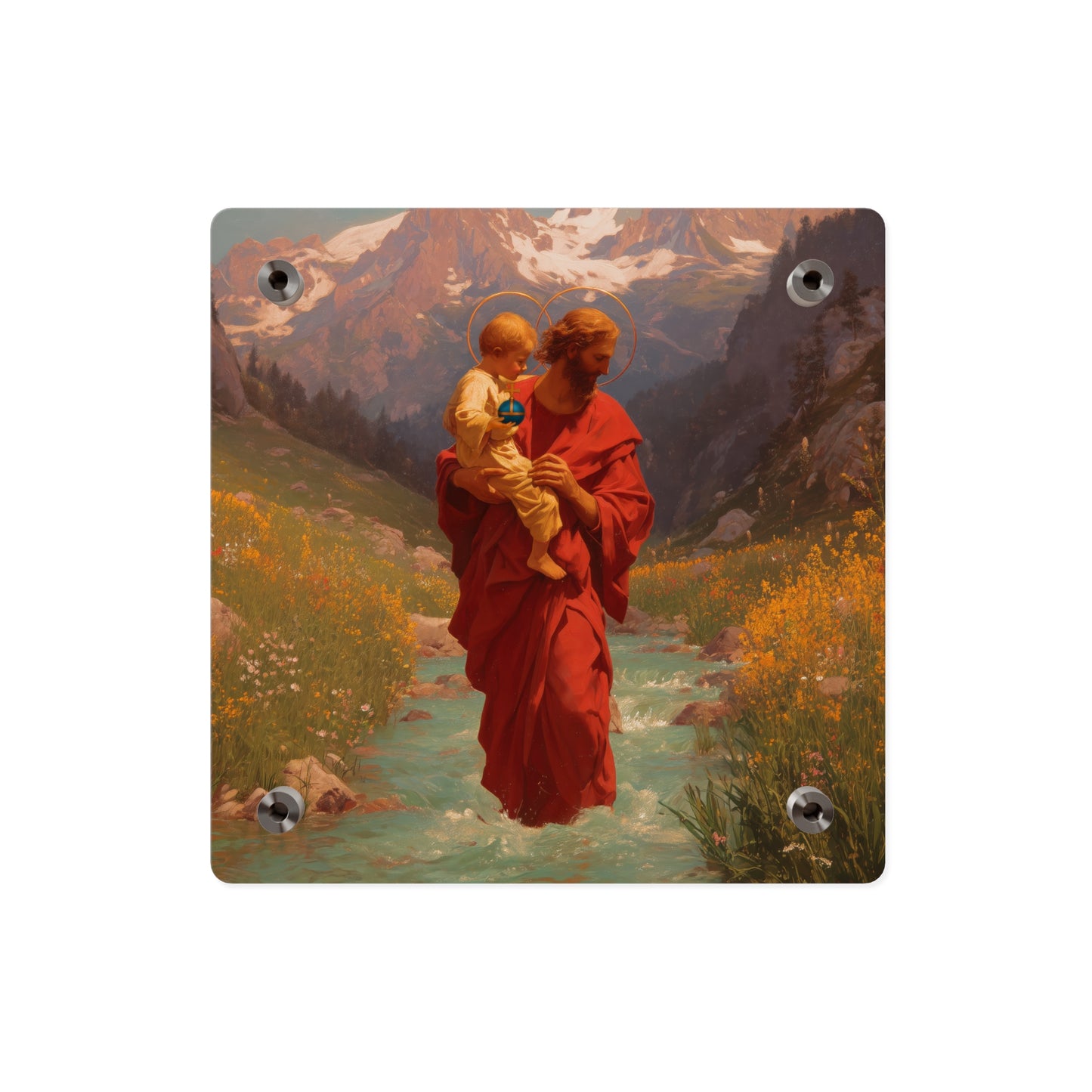 Saint Christopher Wall Art Panel - Ready to Hang Acrylic Print - Catholic Saint Art - Patron Saint Print - No Frame needed