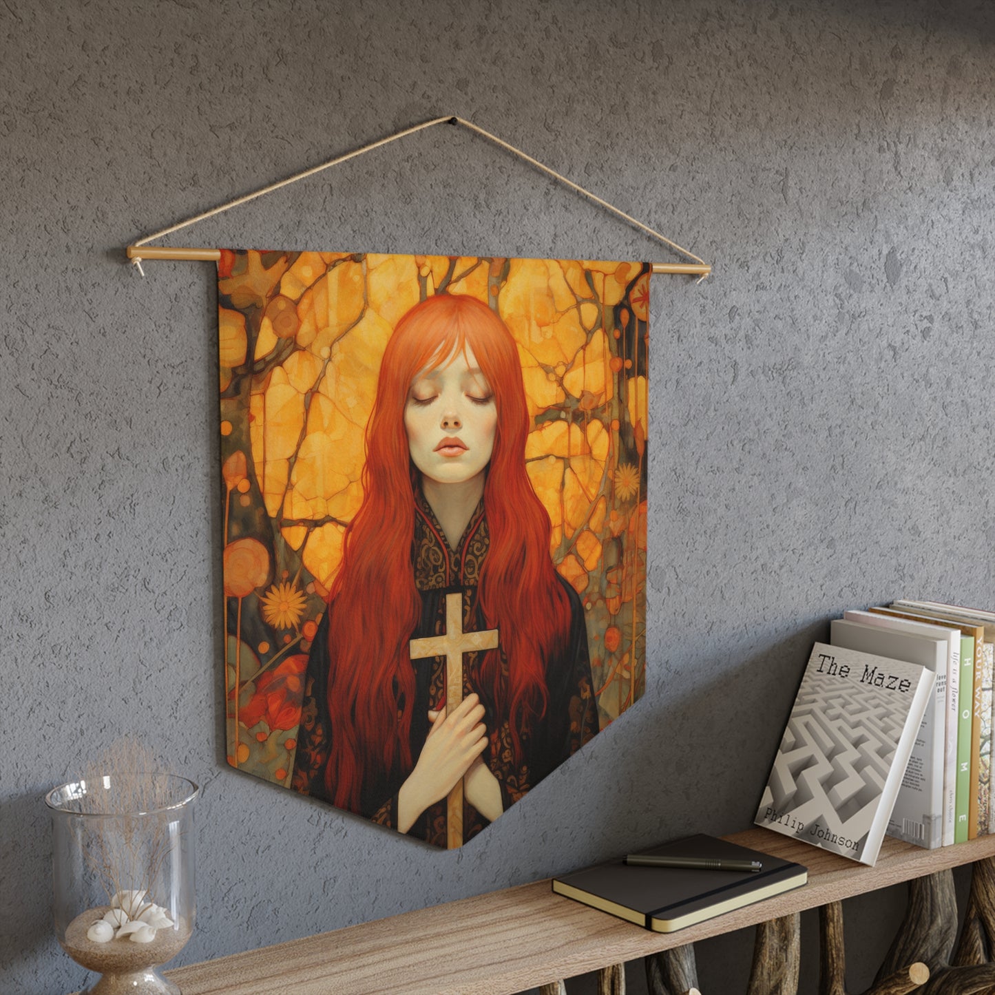 Saint Mary Magdalene - Inner Light and Peace Wall Banner / Wall Hanging - Prayer room art - Catholic Home Art - Large Saint Art - 18" x 21"
