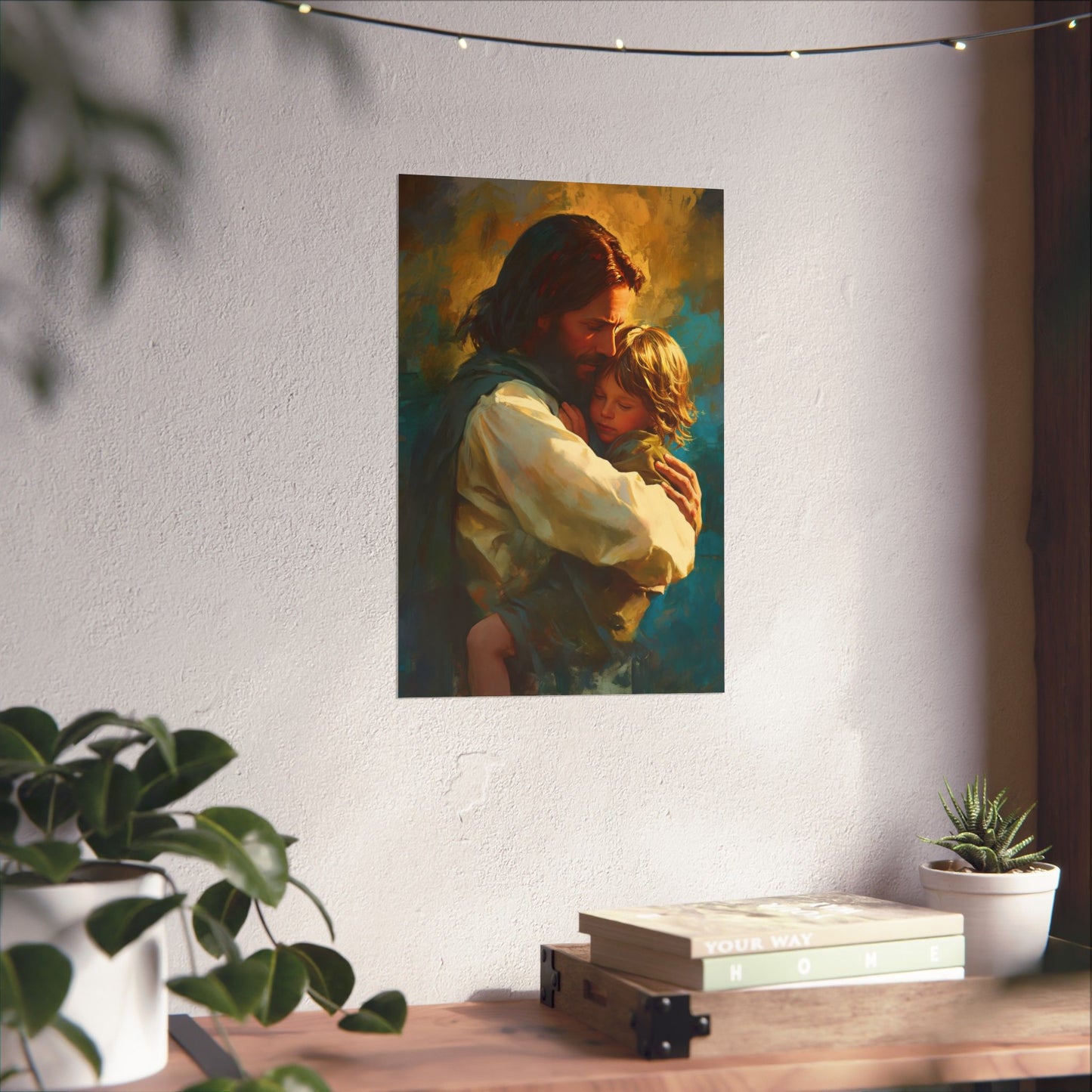 Christ's Compassionate Embrace Poster Print - Sanctified Souls Print - Multiple Sizes - Premium Posters - Catholic Art - Christian painting