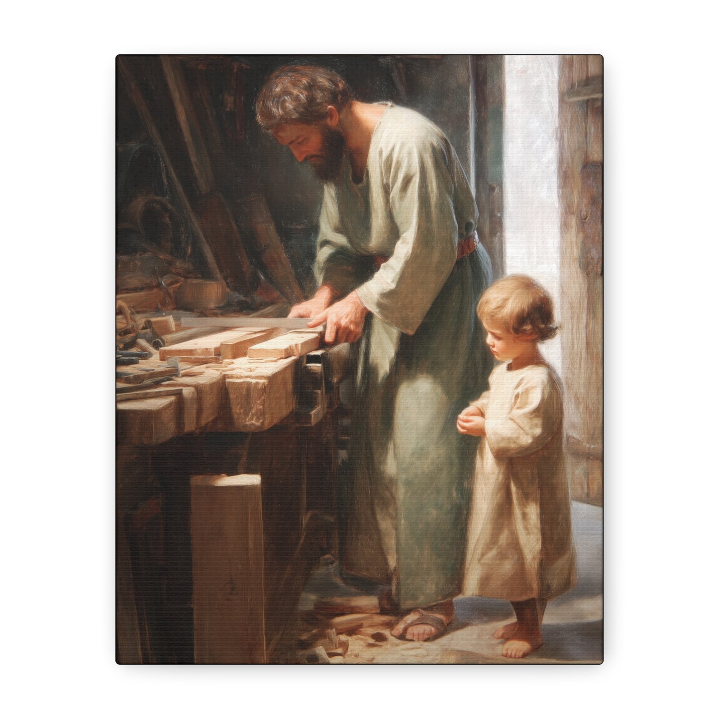 Saint Joseph the Worker - Museum Wrapped Canvas - Sanctified Souls Print - Religious Art for your Home