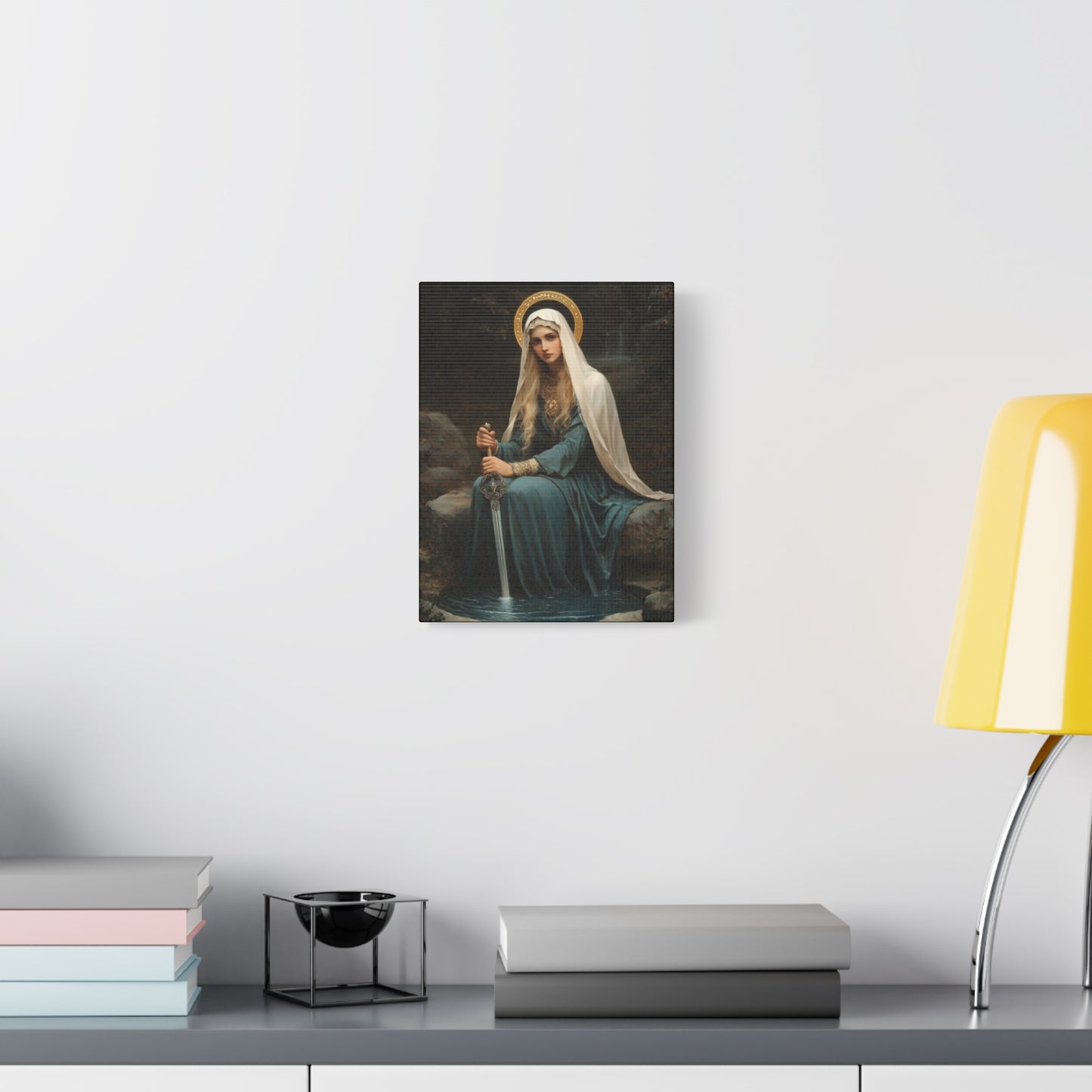 Saint Winifred - Museum Wrapped Canvas - Print - Religious Art for your Home - Christian print - Prayer Room Art - Catholic