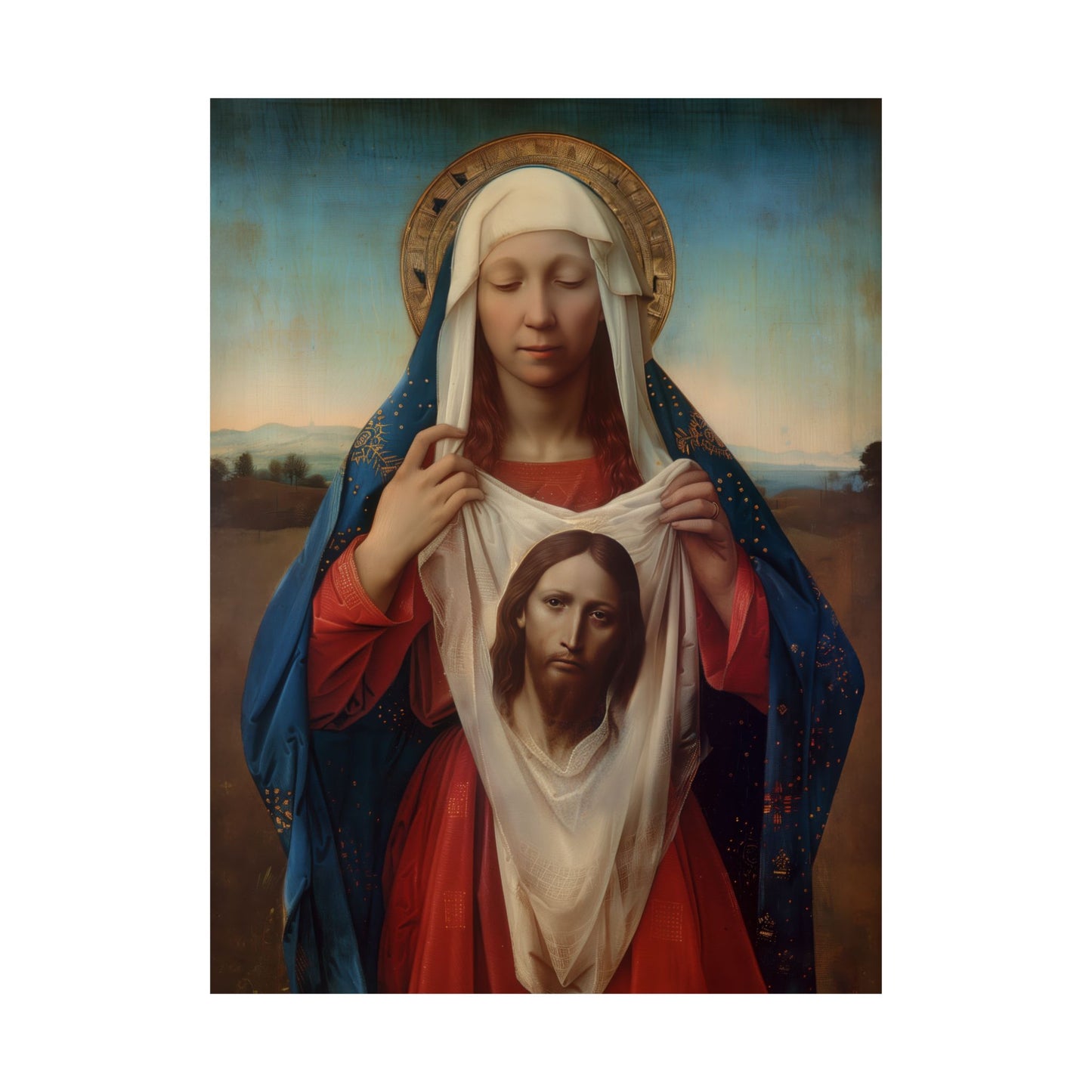 Saint Veronica / Saint Veronica's Veil - Sanctified Souls Print - Multiple Sizes - Premium Posters - Catholic Art - Christian painting