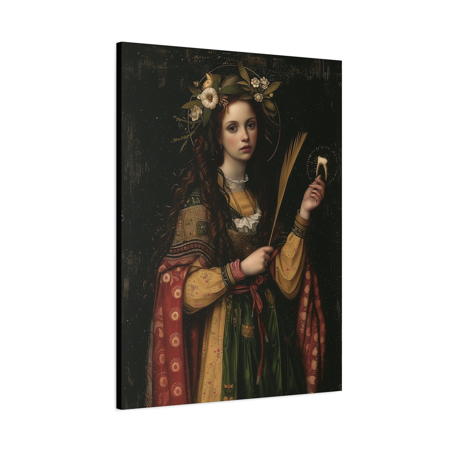 Saint Apollonia - Museum Wrapped Canvas - Print - Religious Art for your Home - Catholic art print - prayer room art
