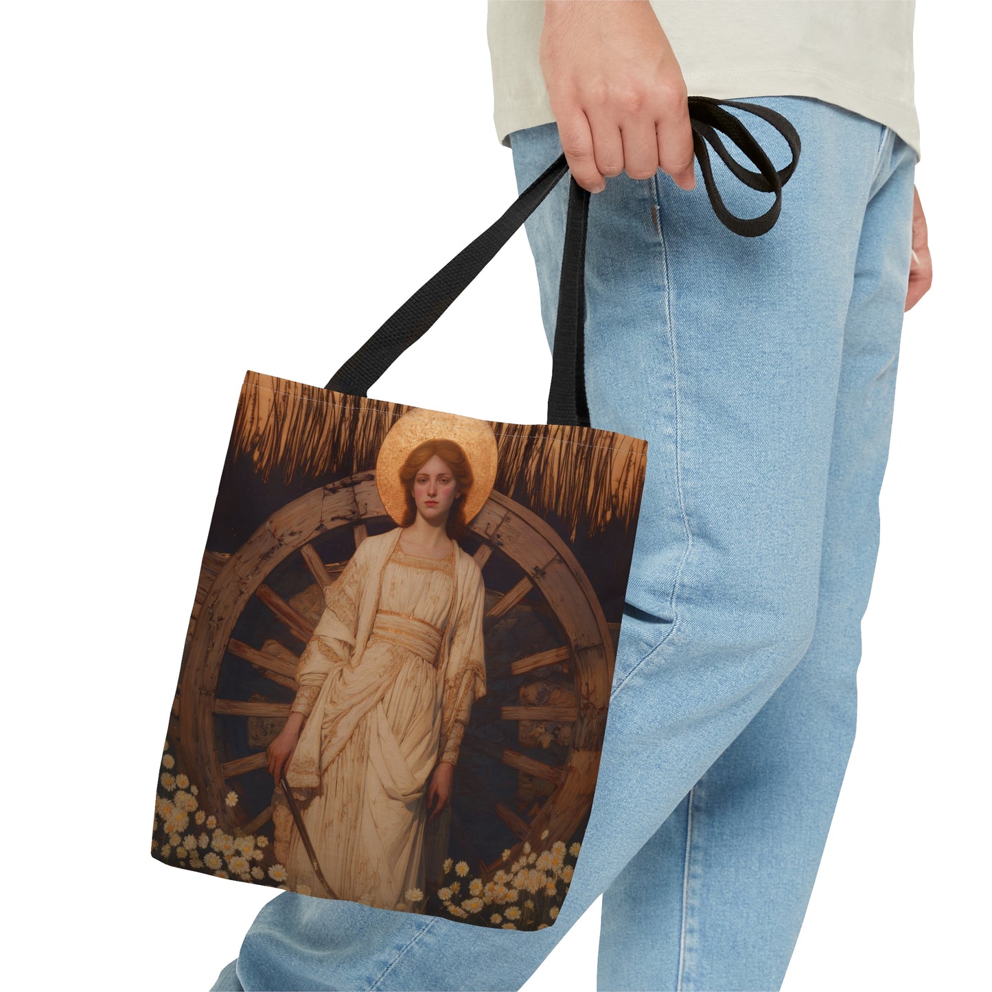 Saint Catherine of Alexandria - Tote Bag - Large Medium Small Faith Art Bag - Bible Study Faith Purse - Double Sided