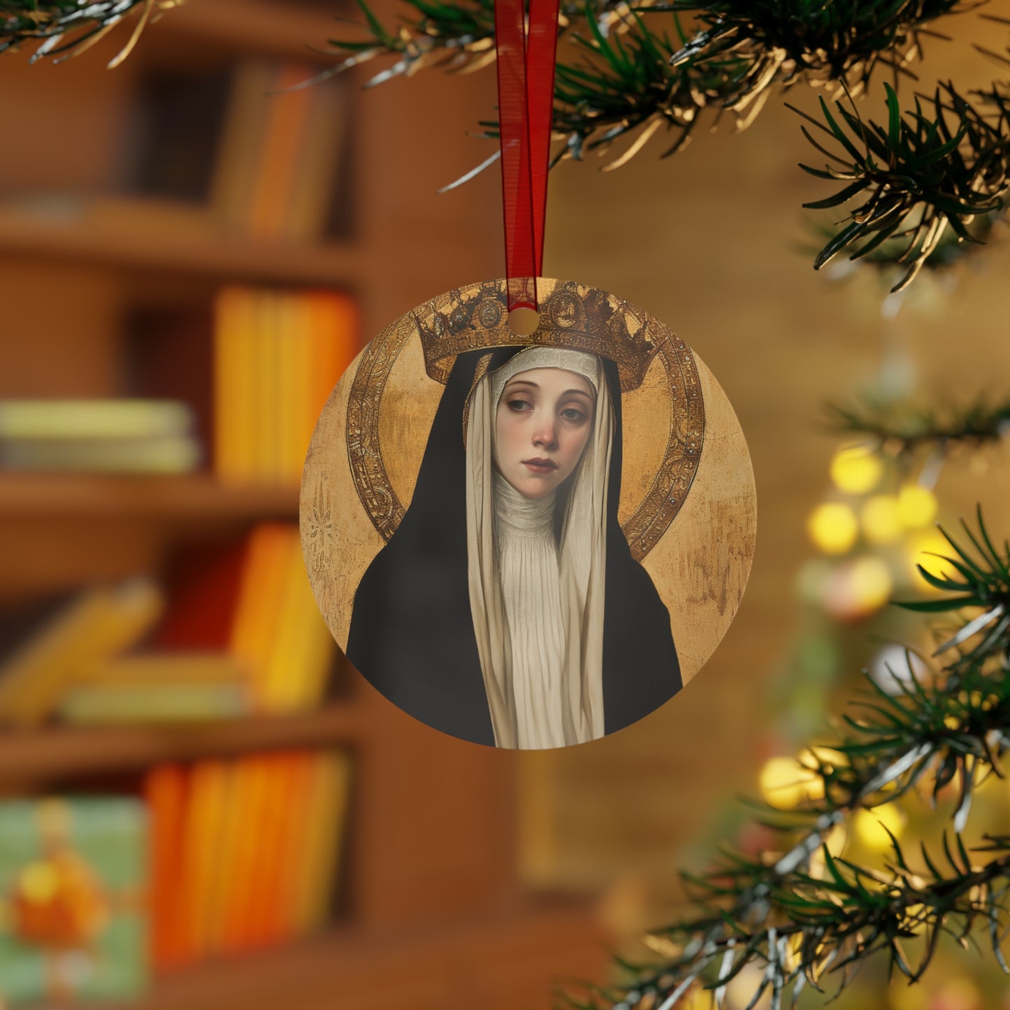 Saint Margaret of Hungary Metal Ornament - Religious Holiday Christmas Ornament and Keepsake - Double sided - Prayer Ornament