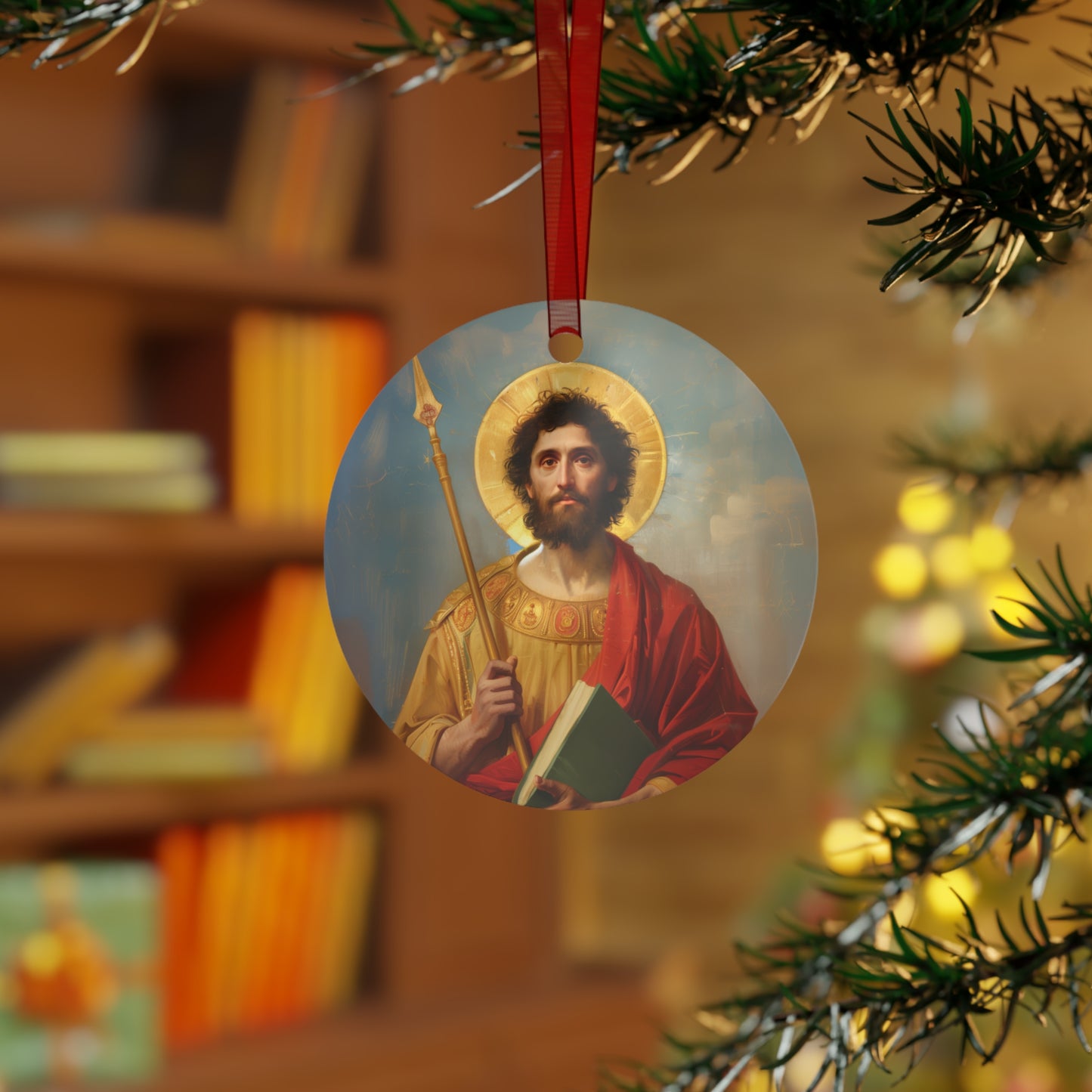 Saint Thomas the Apostle Metal Ornament - Religious Holiday Christmas Ornament and Keepsake - Catholic Religious Keepsake
