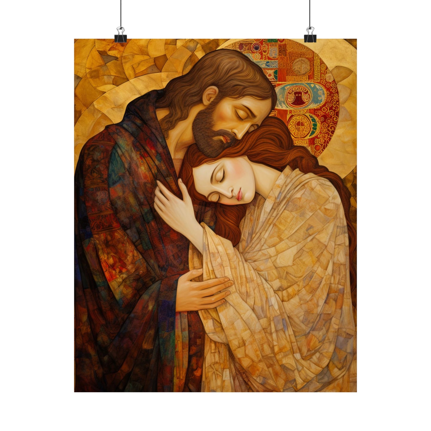 Healing Love- The Embrace of Christ and Mary Magdalene Print - Poster - Catholic Fine Art print - Sanctified Souls Print - Premium Matte