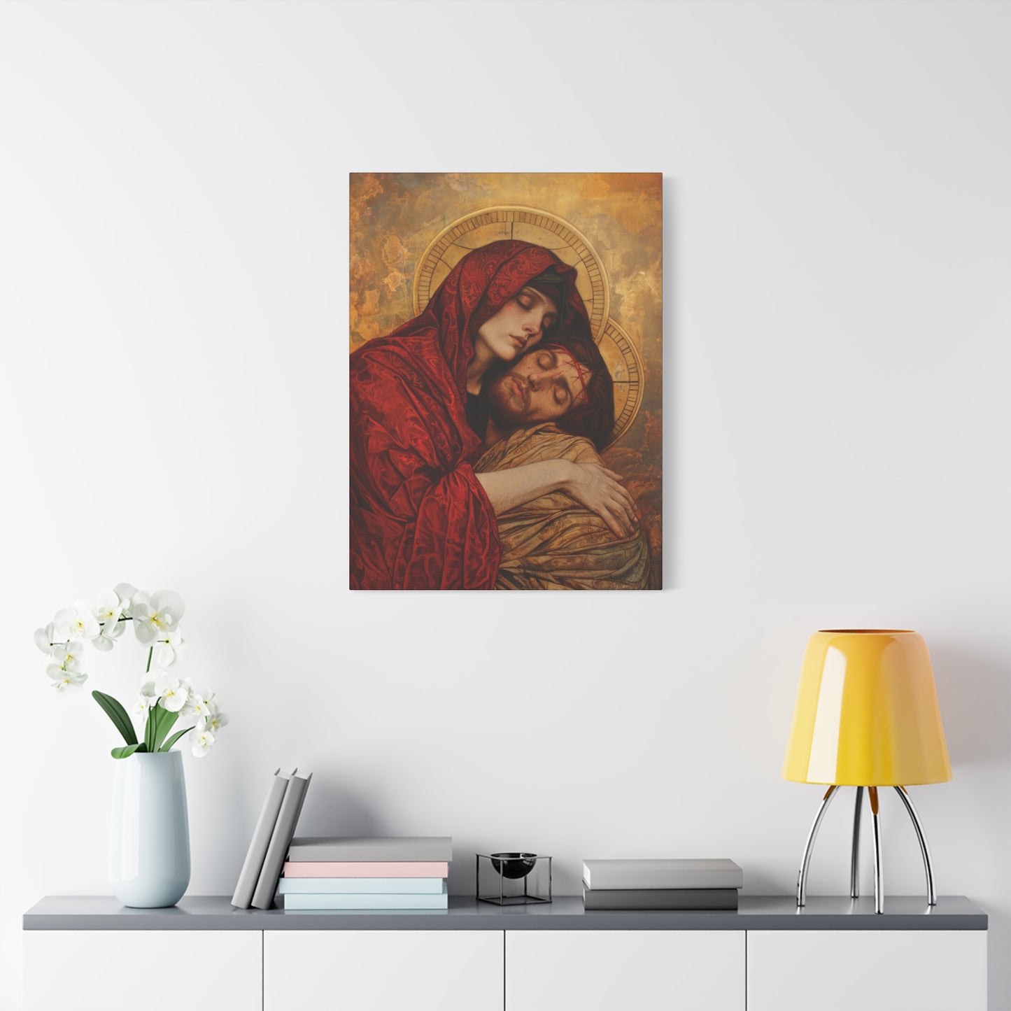 Eternal Sorrow - Mary's Mourning Beneath the Cross - Museum Wrapped Canvas - Print - Religious Art for your Home - Christian print