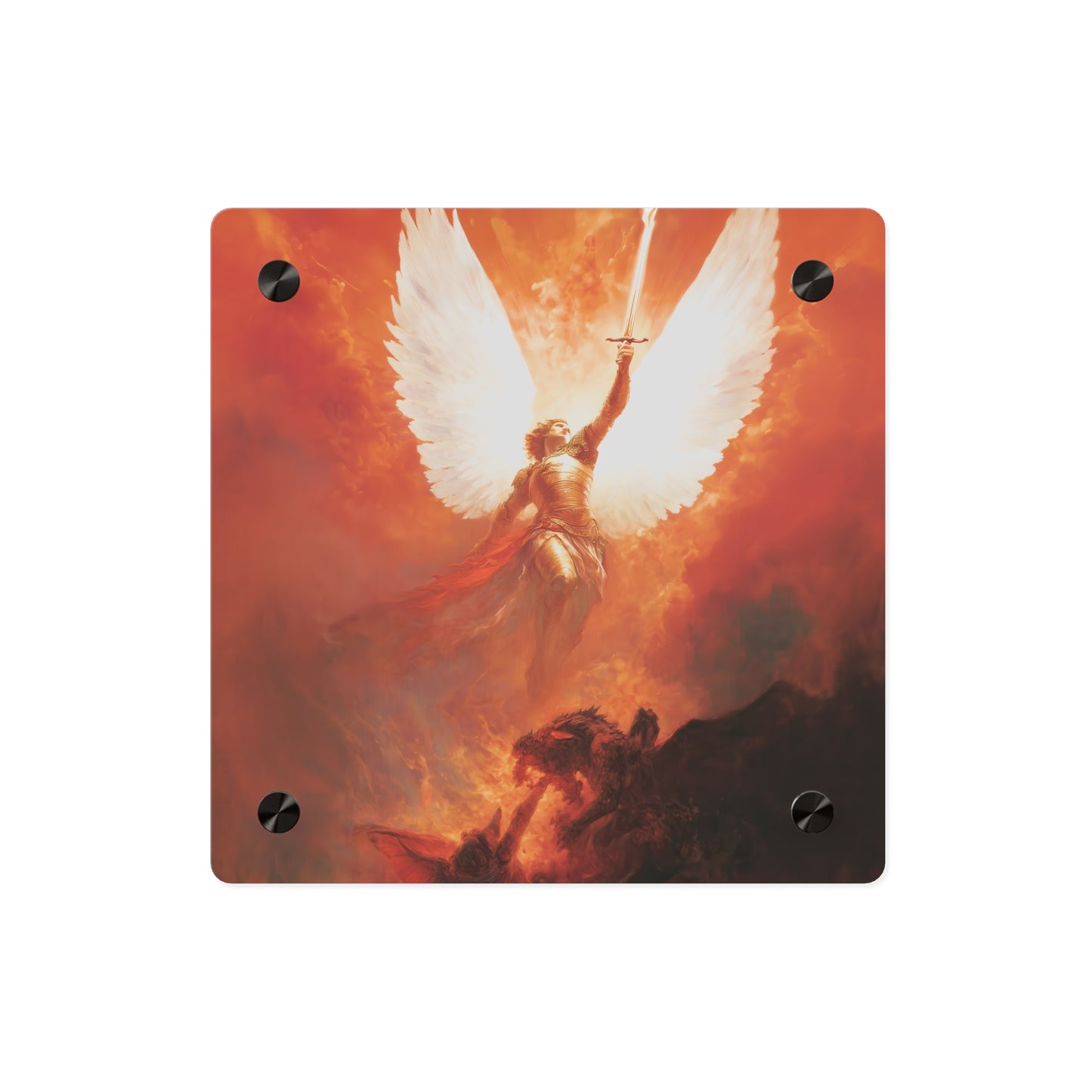 Saint Michael the Archangel Wall Art Panel - Ready to Hang Acrylic Print - Catholic Saint Art - Patron Saint Print - No Frame needed